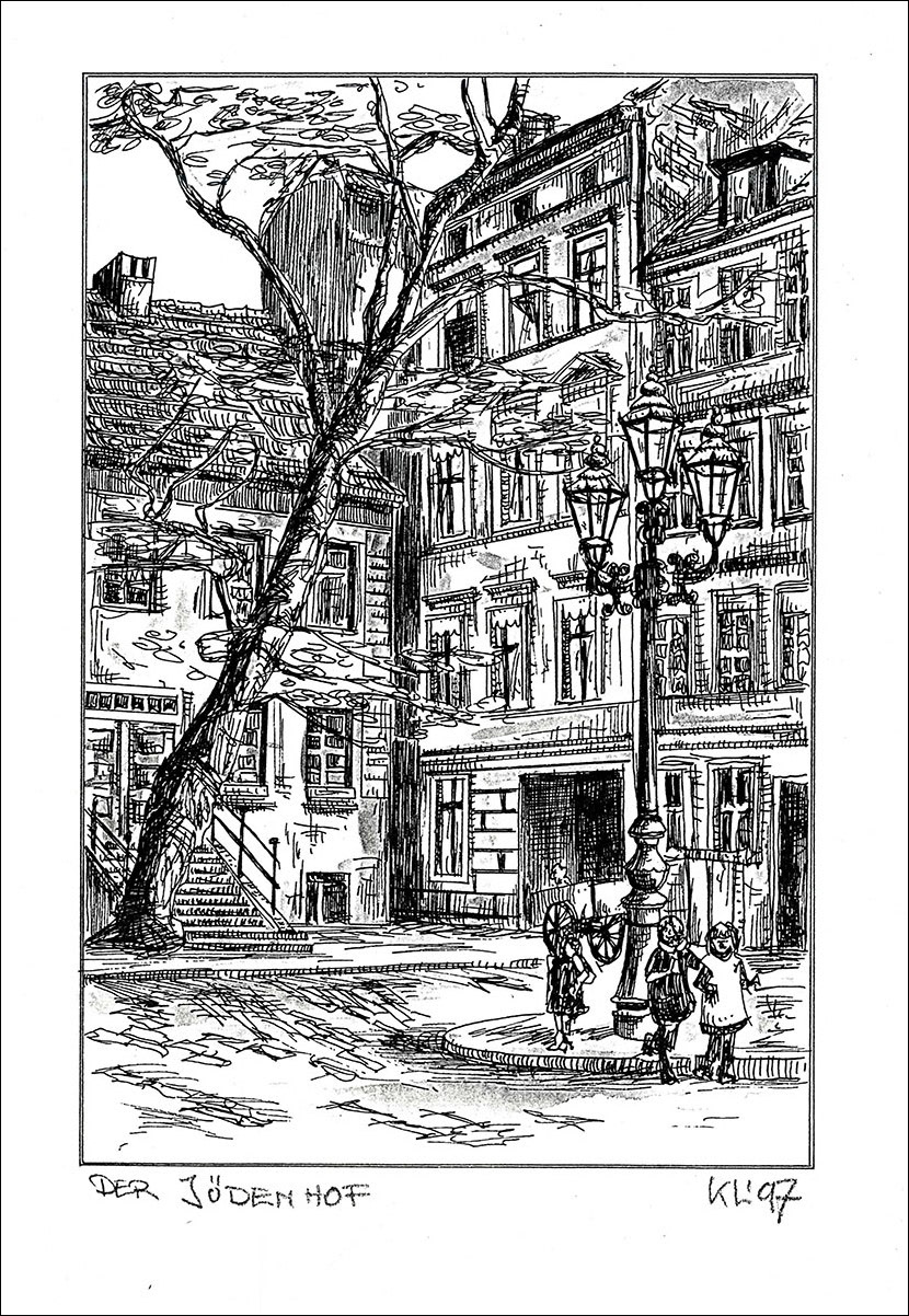 Der Jüdenhof - Feder und schwarze Tusche auf Zeichenkarton - 29,7 x 21 cm - 1997