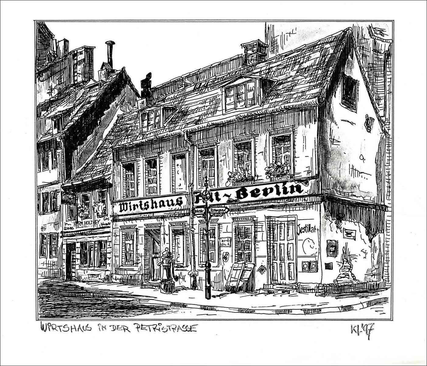 Wirtshaus Alt-Berlin - Feder und schwarze Tusche auf Zeichenkarton - 29,7 x 21 cm - 1997