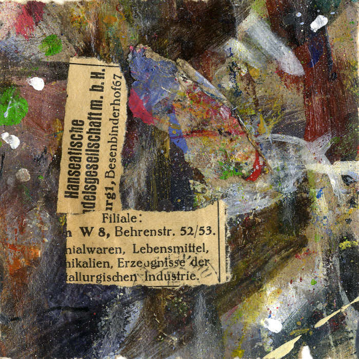 Collage No.11: Hanseatische Handelsgesellschaft - Collage auf Packpapier - 2014 - 10 x 10 cm