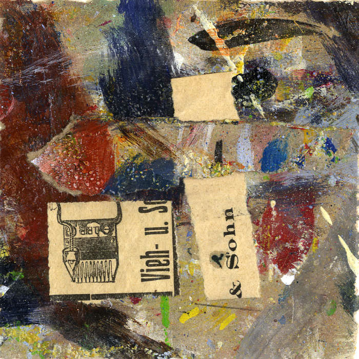 Collage No.16: Vieh & Sohn - Collage auf Packpapier - 2014 - 10 x 10 cm