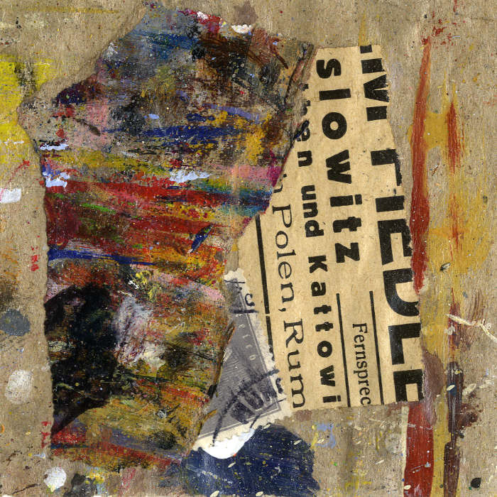 Collage No.5: Kattowitz - Collage auf Packpapier - 2014 - 10 x 10 cm