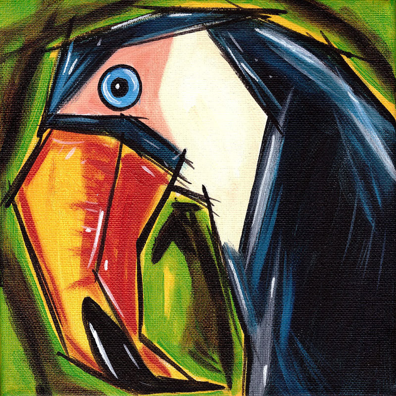 Tukan II- Acryl auf Leinwand - 20 x 20 cm - 2013