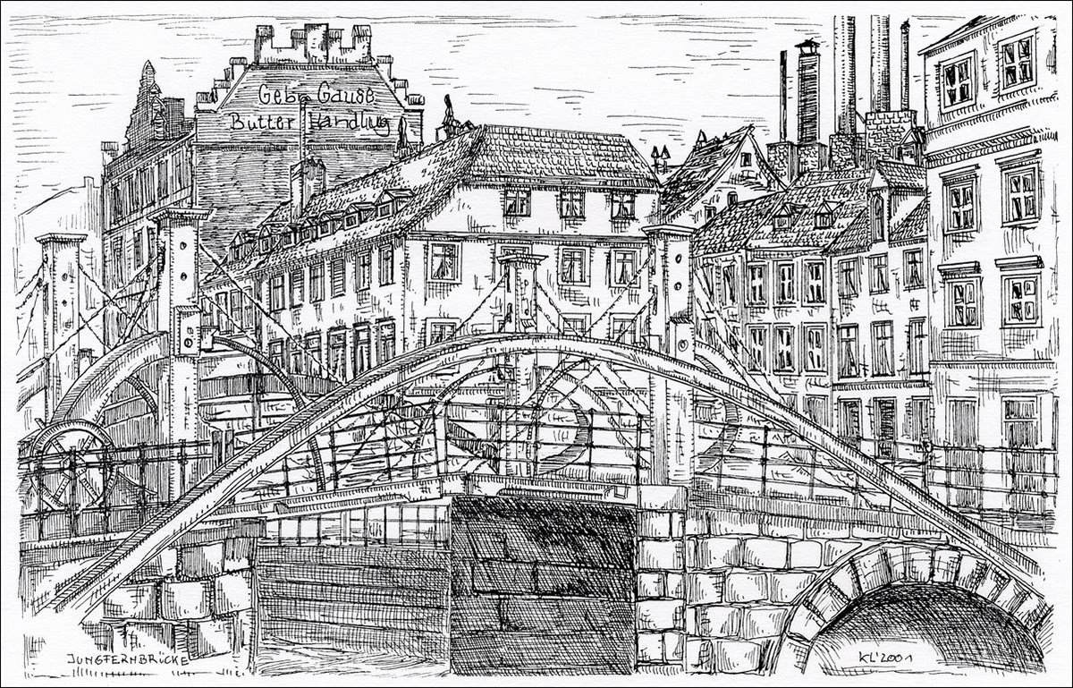 Jungfernbrücke - Feder und schwarze Tusche auf Zeichenkarton - 29,7 x 21 cm - 2001