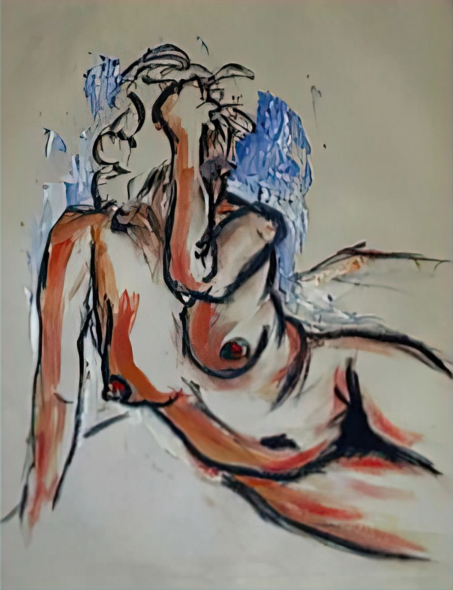 Aktskizze No.6 - Öl auf Ingrespapier - 49,5 x 63 cm - 1988