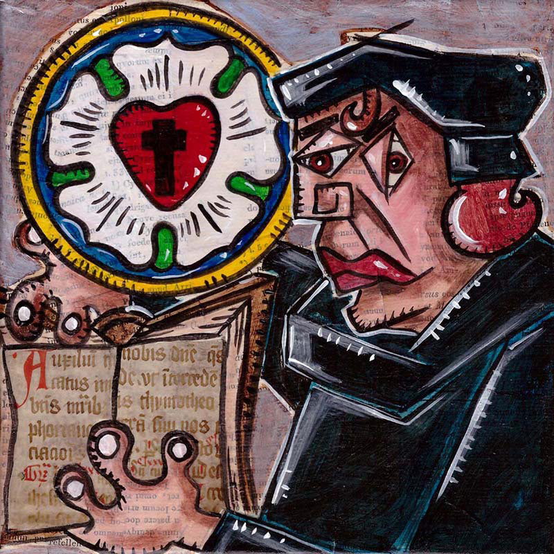 500 Jahre Reformation - Collage und Acryl auf Leinwand - 20 x 20 cm - 2017