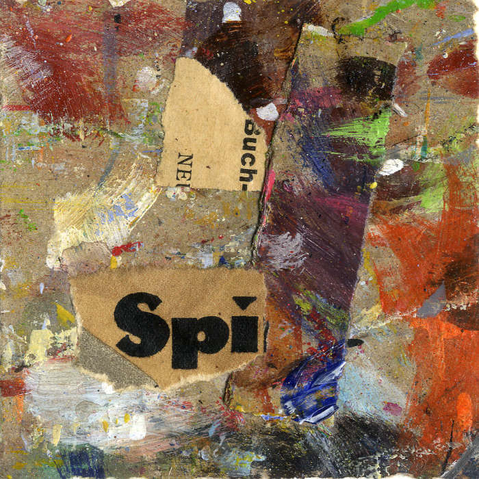 Collage No.10: BUCH - Collage auf Packpapier - 2014 - 10 x 10 cm