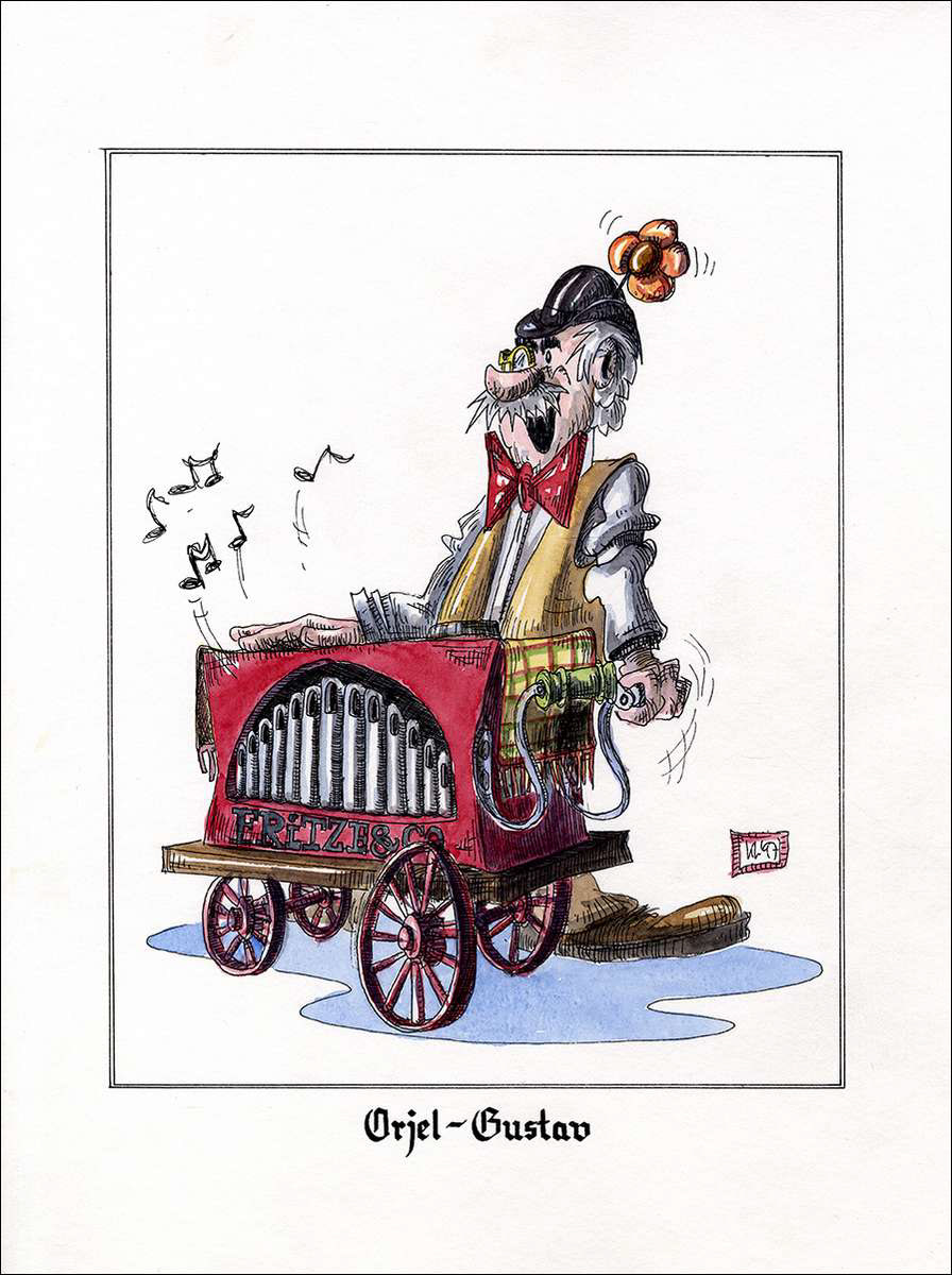 Orjel Justav - Feder in schwarzer Tusche und Aquarell - 1997