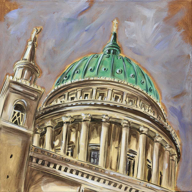 Potsdam Nikolaikirche - Collage und Acryl auf Leinwand - 40 x 40 cm - 2013