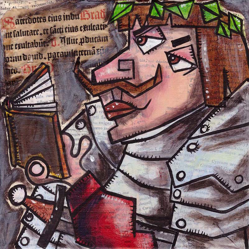 500 Jahre Reformation - Ulrich von Hutten - Collage und Acryl auf Leinwand - 20 x 20 cm - 2017