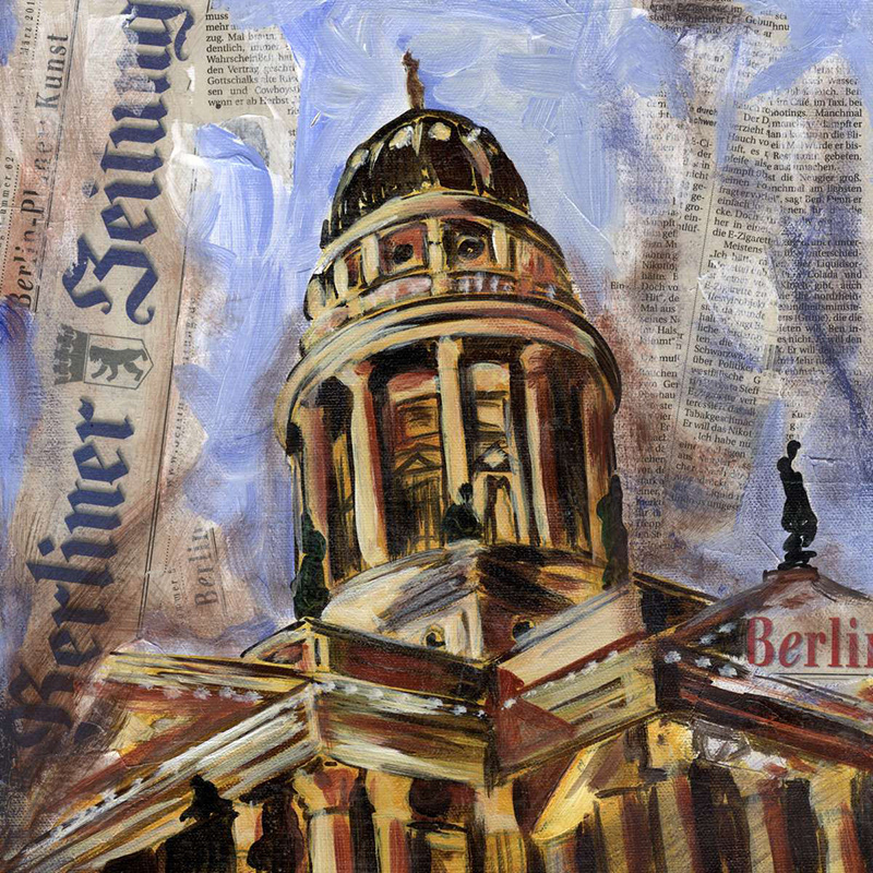 Französischer Dom am Gendarmenmarkt - Collage und Acryl auf Leinwand - 30 x 30 cm - 2012