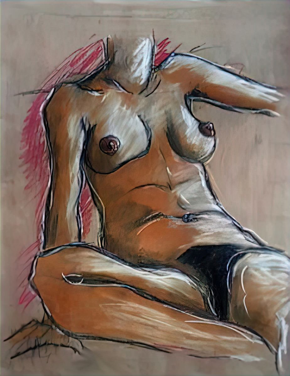 Aktskizze No.10 - Pastell auf Ingrespapier - 49,5 x 63 cm - 1988