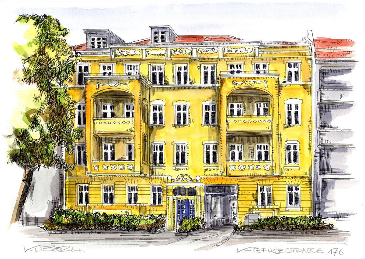 Berlin Kiefholzstrasse 176 - Feder und schwarze Tusche auf Aquarellkarton 300 g/qm - 42 x 29,7 cm - 2024
