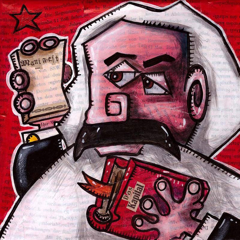 Karl Marx 200 - Collage und Acryl auf Leinwand - 20 x 20 cm - 2019