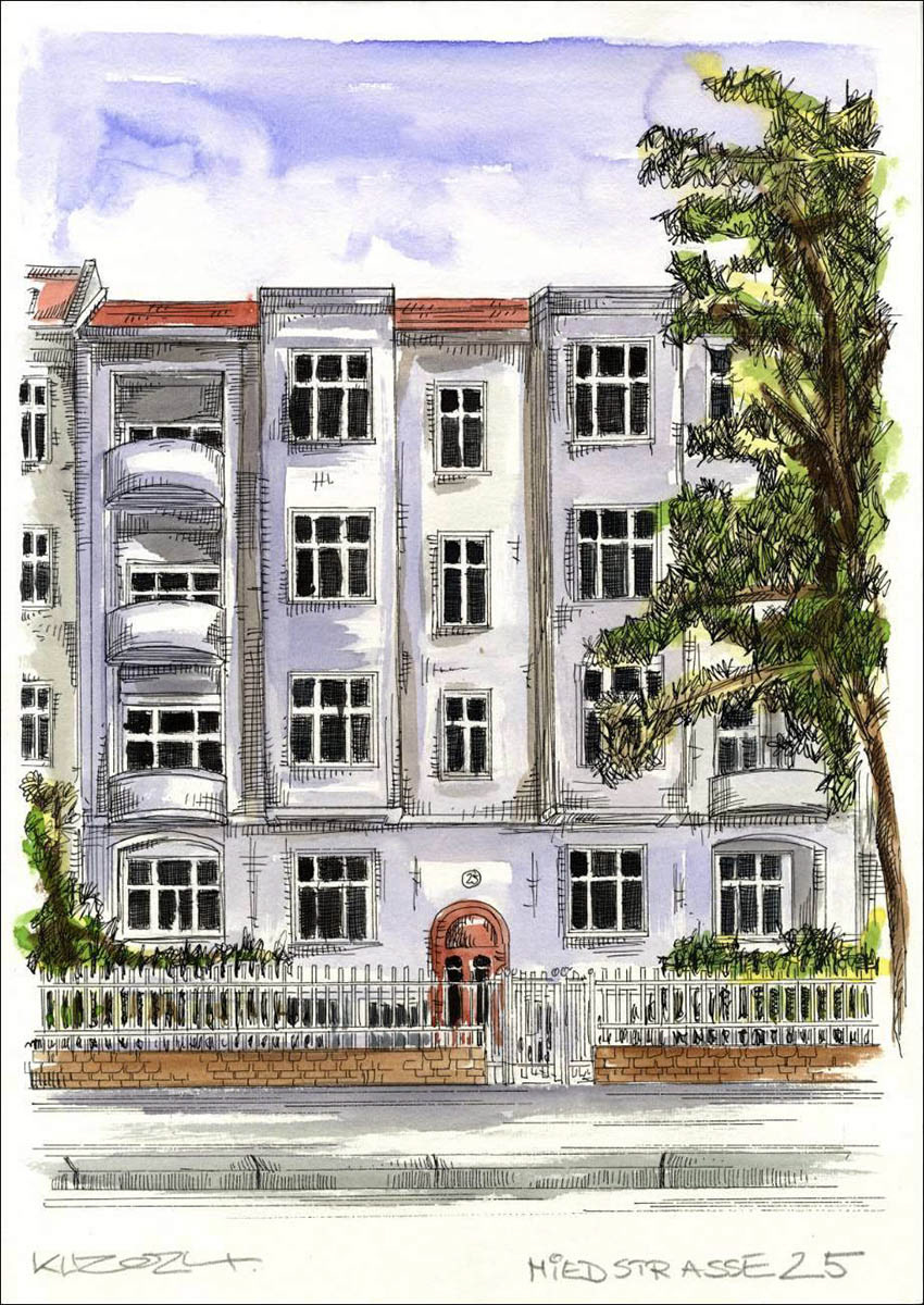 Berlin Niedstrasse 25 - Feder und schwarze Tusche auf Aquarellkarton 300 g/qm - 29,7 x 42 cm - 2024