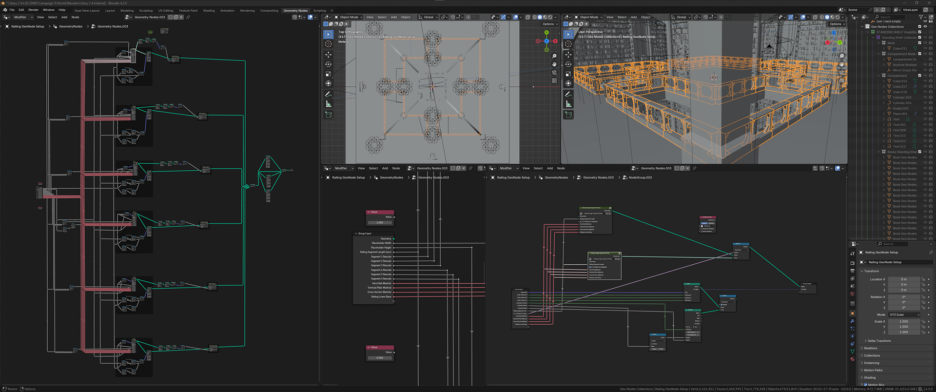 GeoNode Setup I created to procedurally create the railing