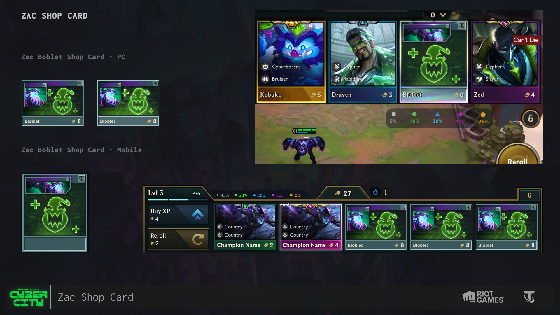 Zac's shop card
