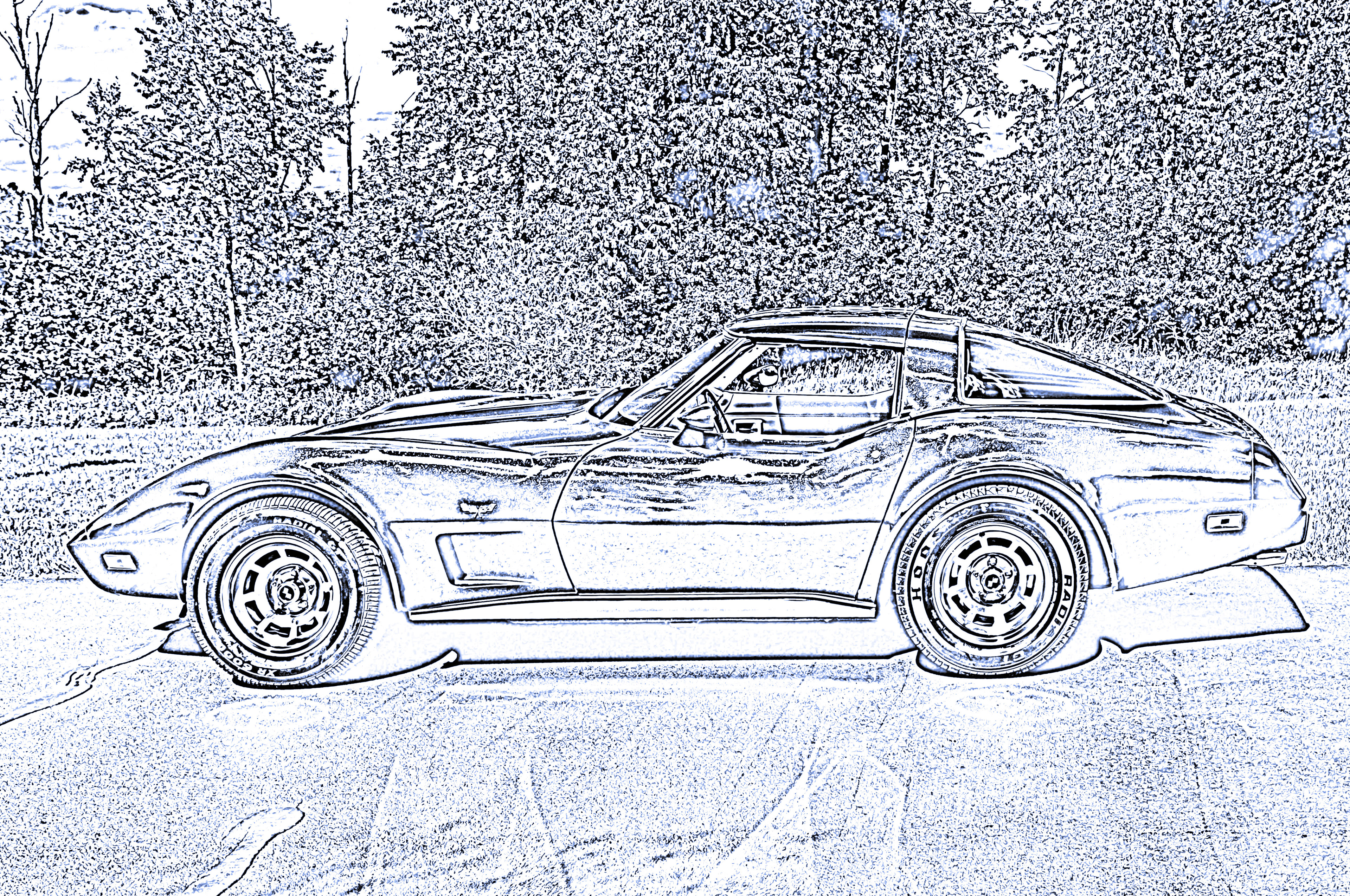 Line Art On A C 3 Corvette