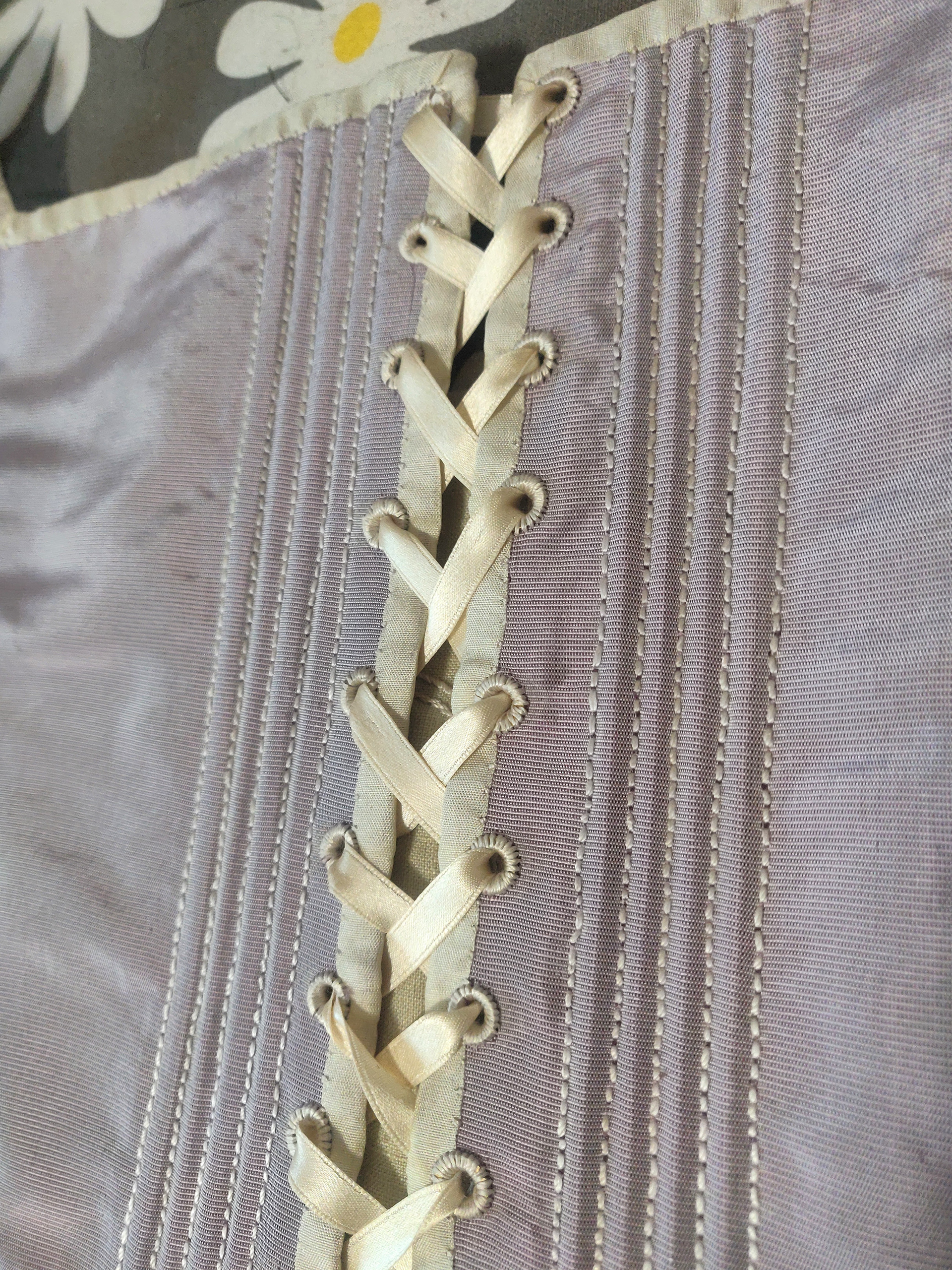 Detail of back chanels, binding and ha