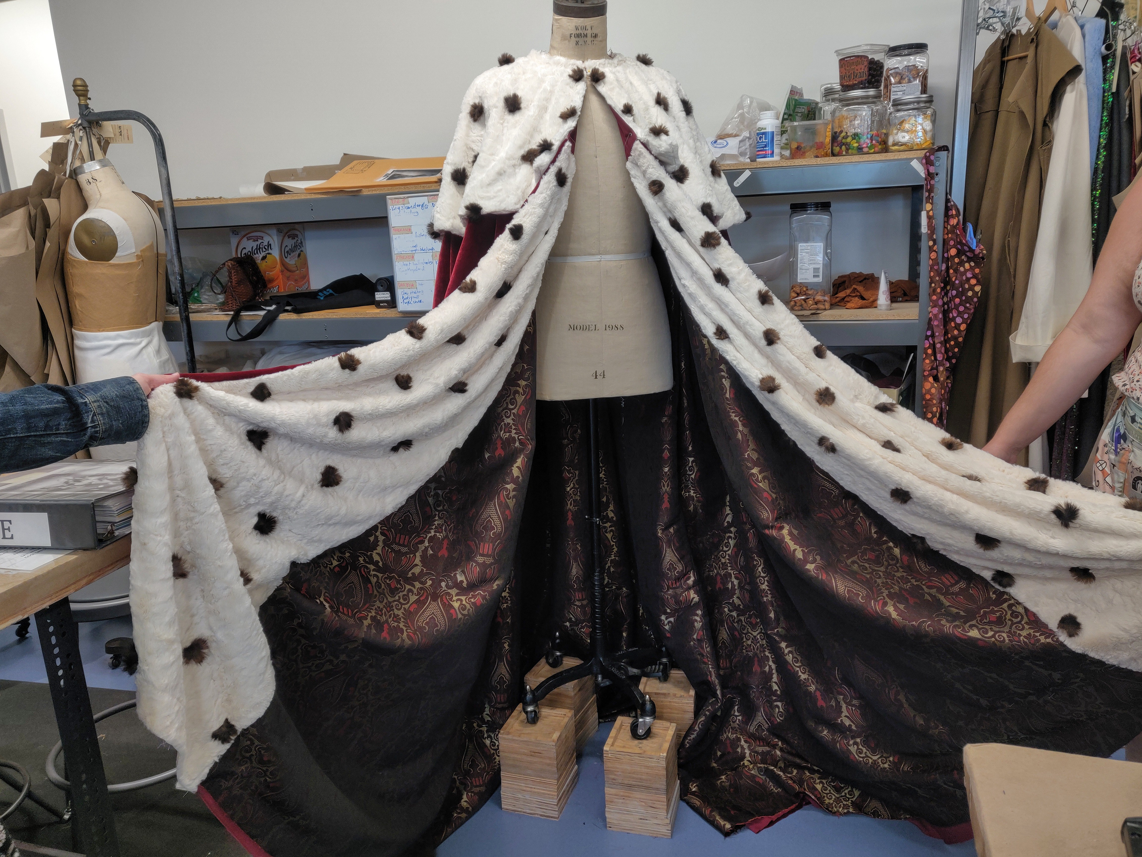 Silk velvet cape with fur facing and mantle