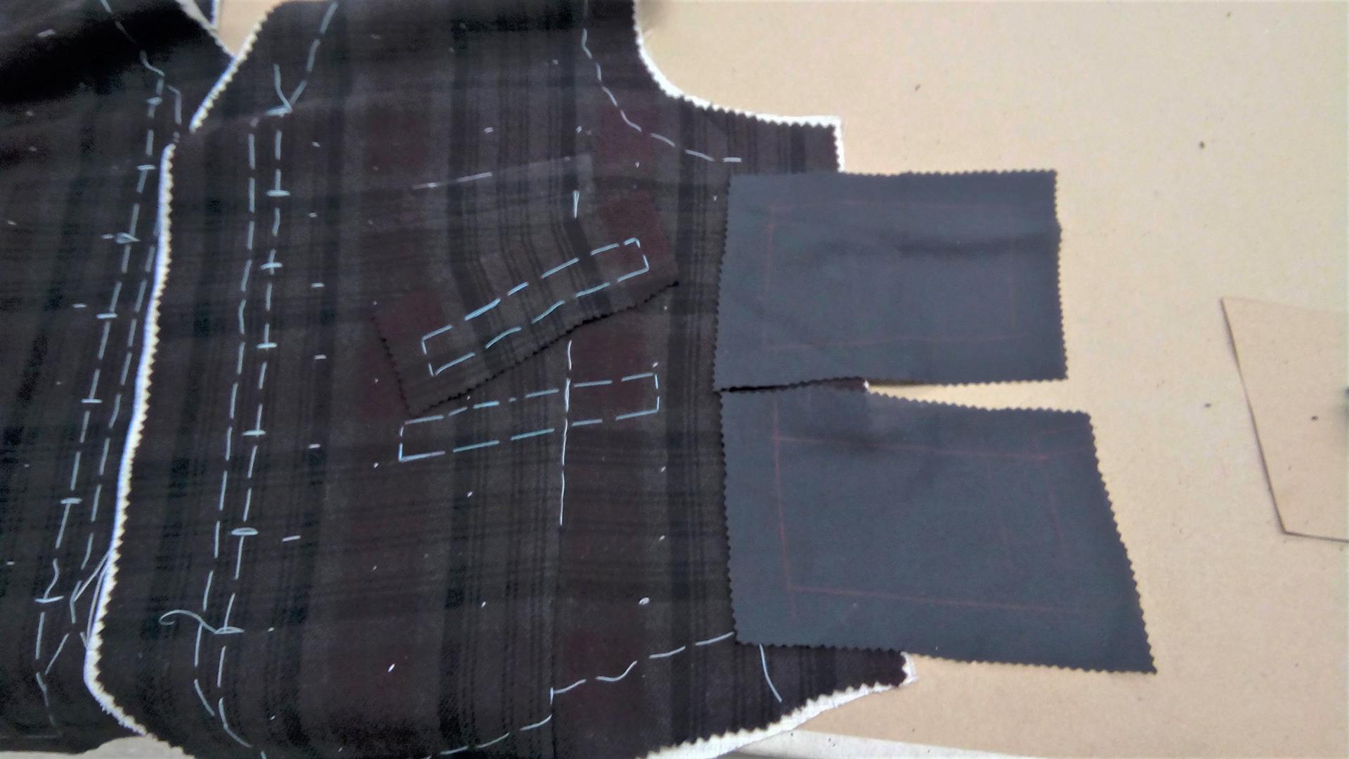 prepping for second vest welt pocket