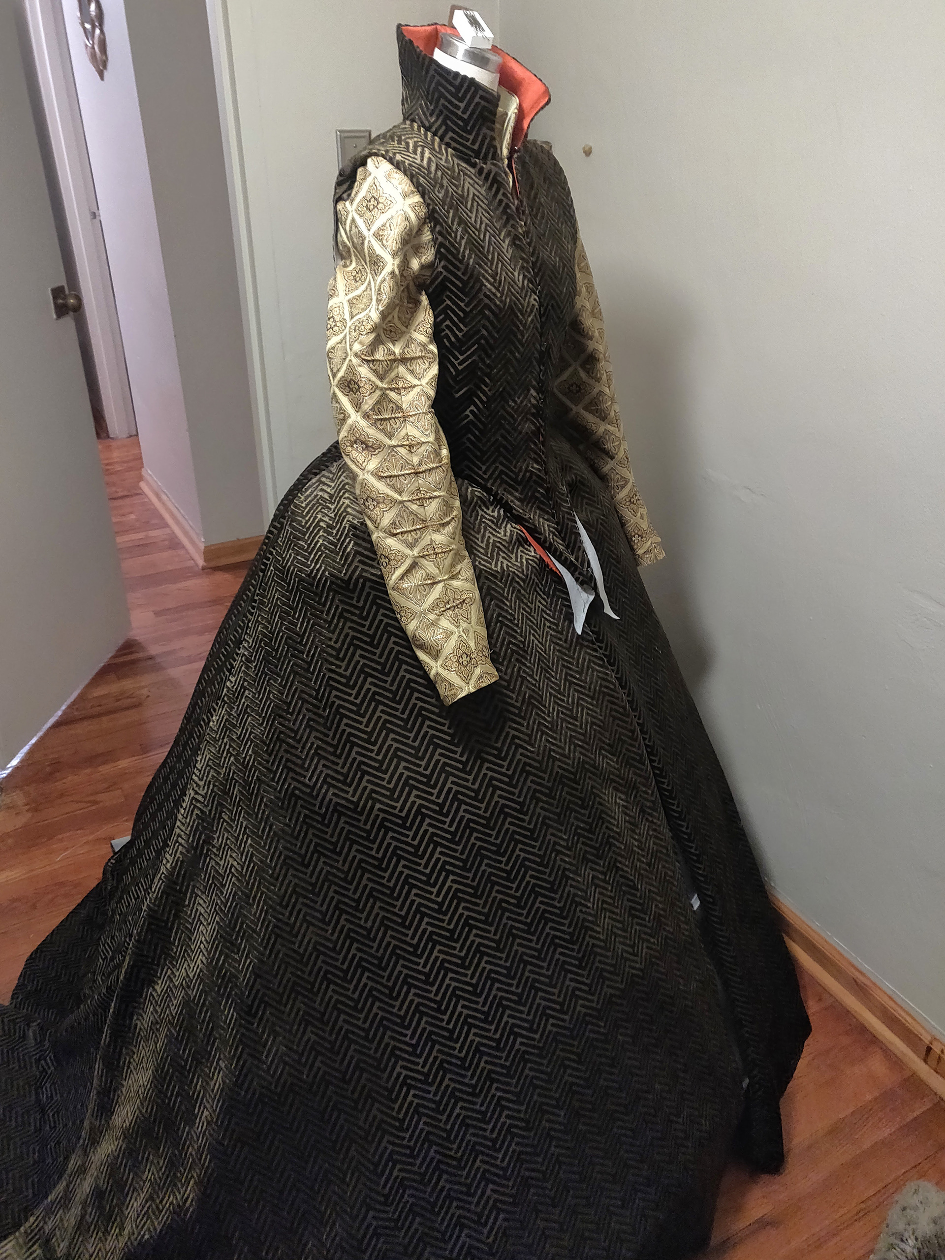 initial progress on jerkin and skirt before trim and additional pieces.