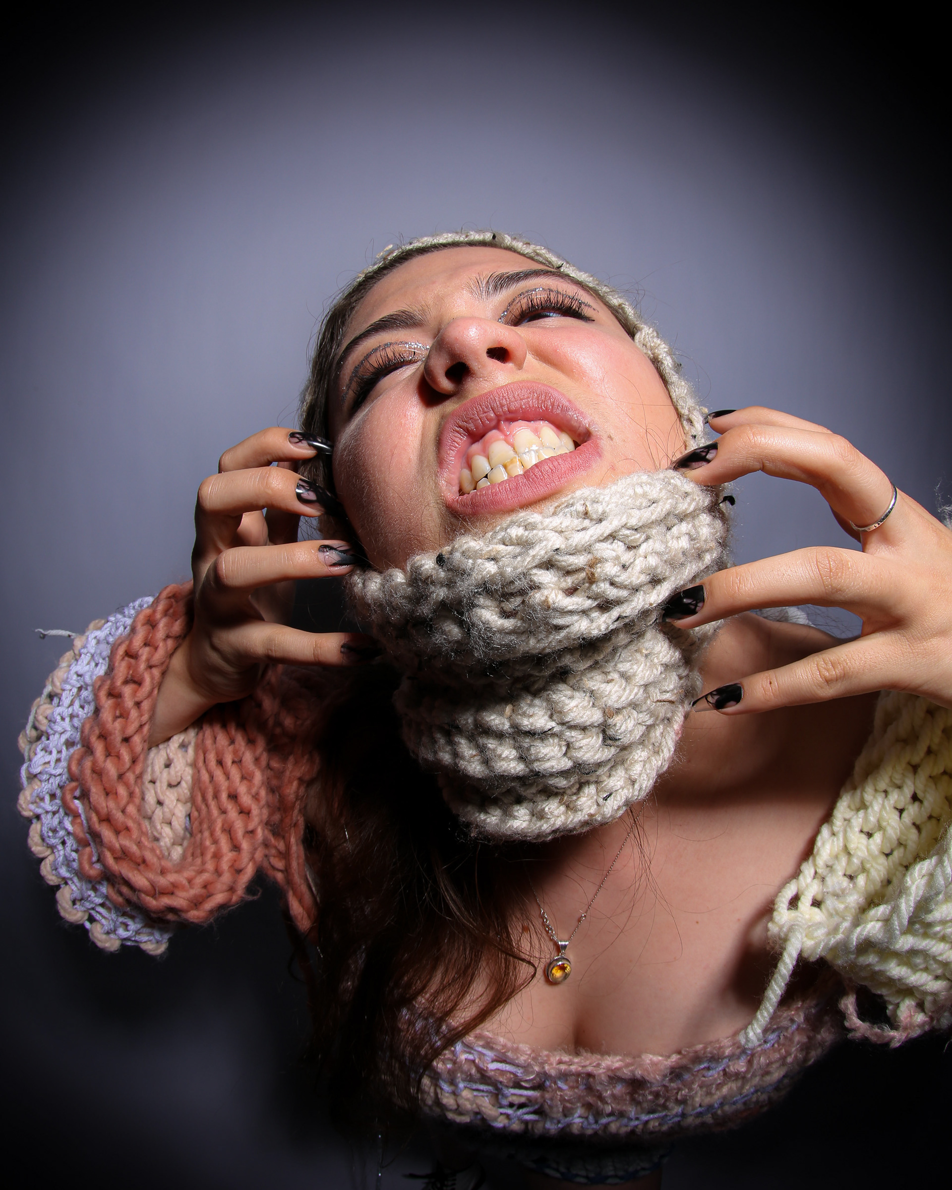 Inspired by Punk knitwear from designers such as Vivienne Westwood, Emily Evans has created a collection  with her own contemporary take on this style of fashion.