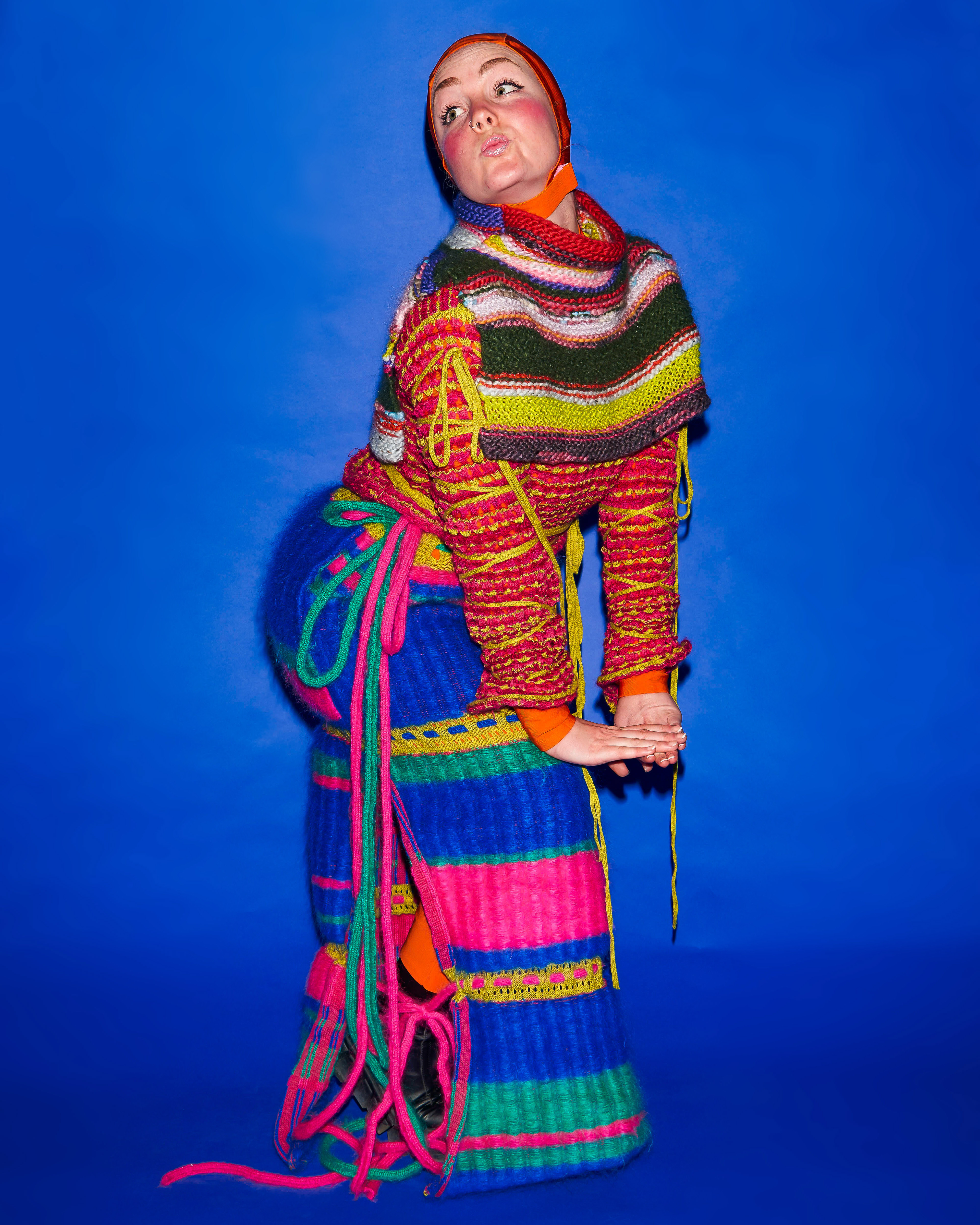 Inspired by her love for the sea, when creating these garments Saffron Allen ensured she created a collection that was as sustainable as possible. Making use of second hand and unwanted yarns.