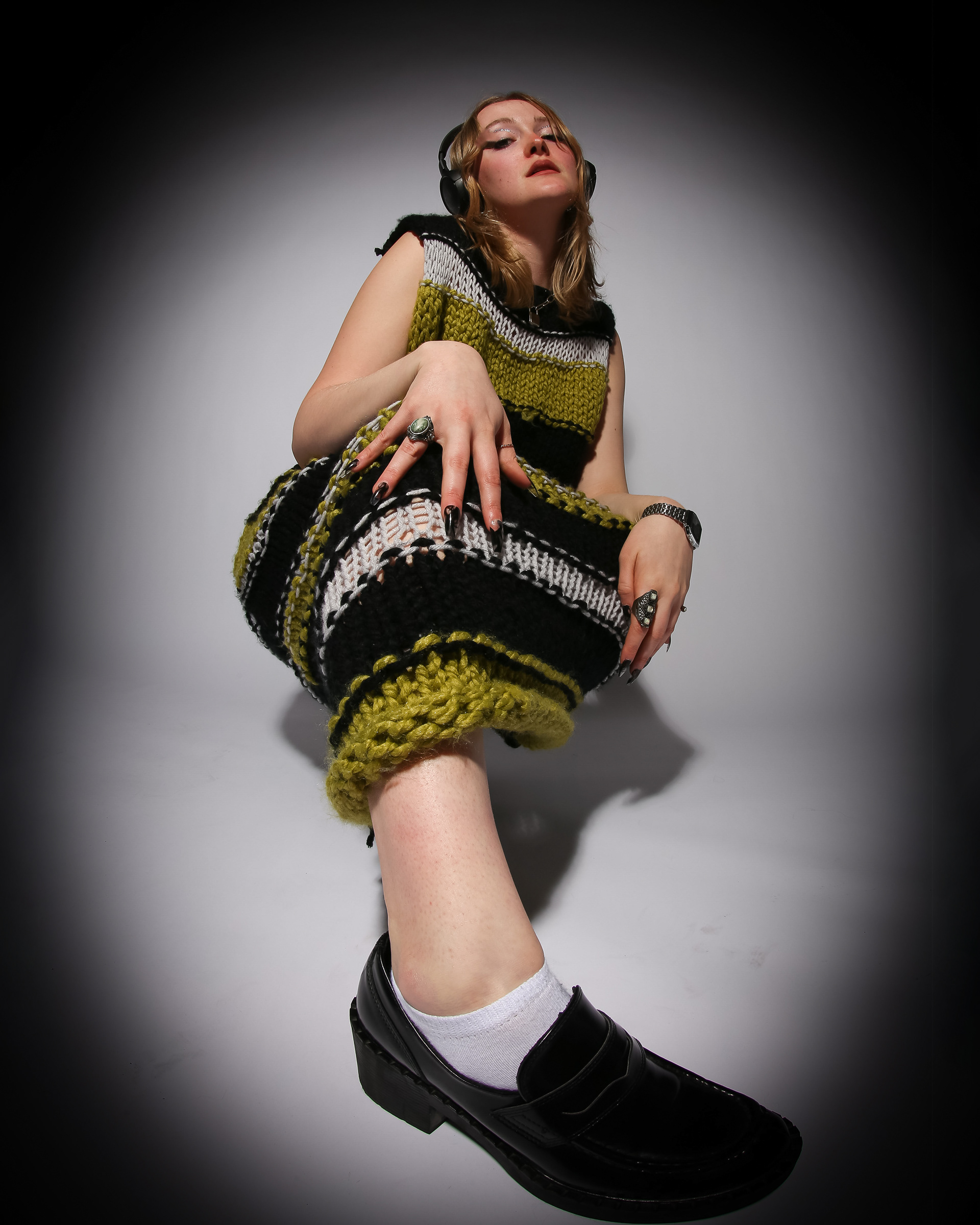 Inspired by Punk knitwear from designers such as Vivienne Westwood, Emily Evans has created a collection  with her own contemporary take on this style of fashion.