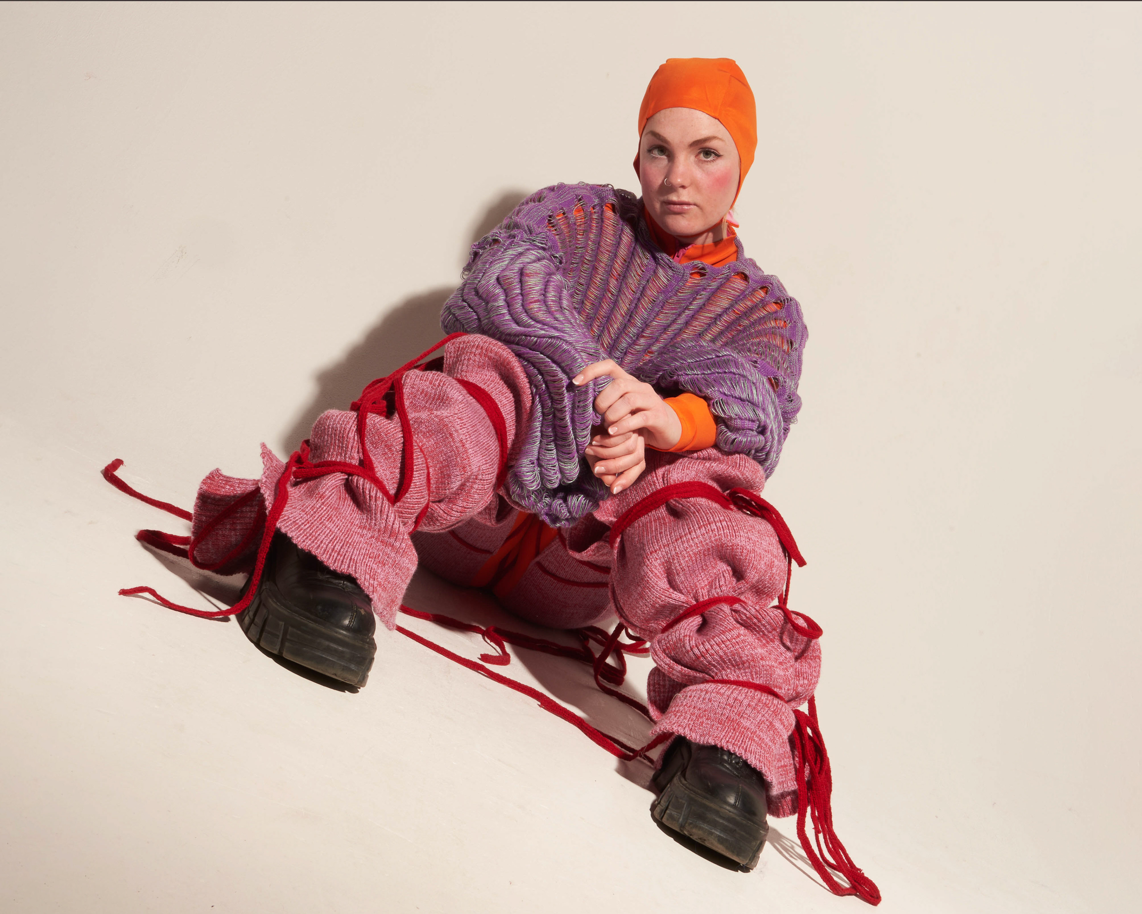 Inspired by her love for the sea, when creating these garments Saffron Allen ensured she created a collection that was as sustainable as possible. Making use of second hand and unwanted yarns.