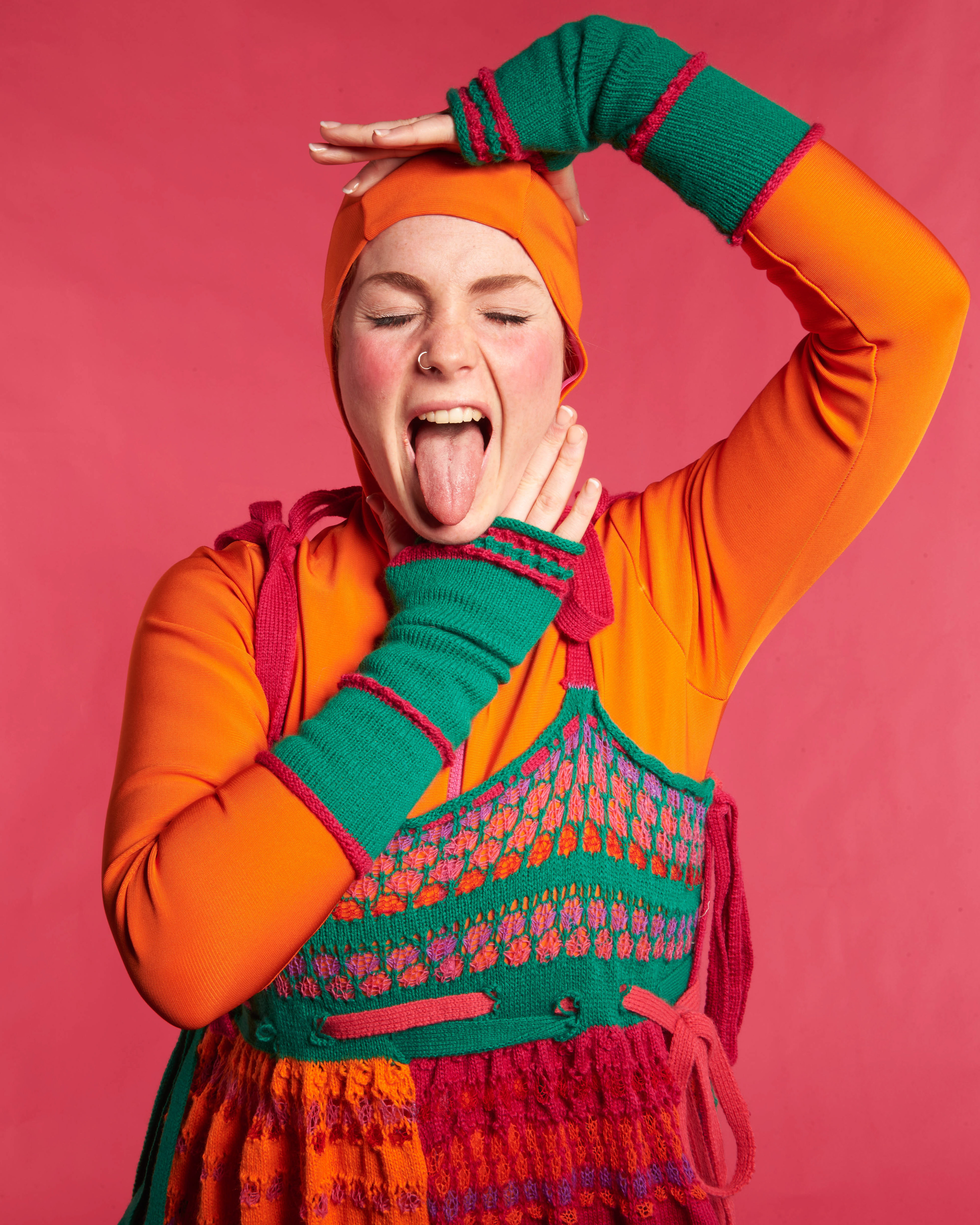 Inspired by her love for the sea, when creating these garments Saffron Allen ensured she created a collection that was as sustainable as possible. Making use of second hand and unwanted yarns.