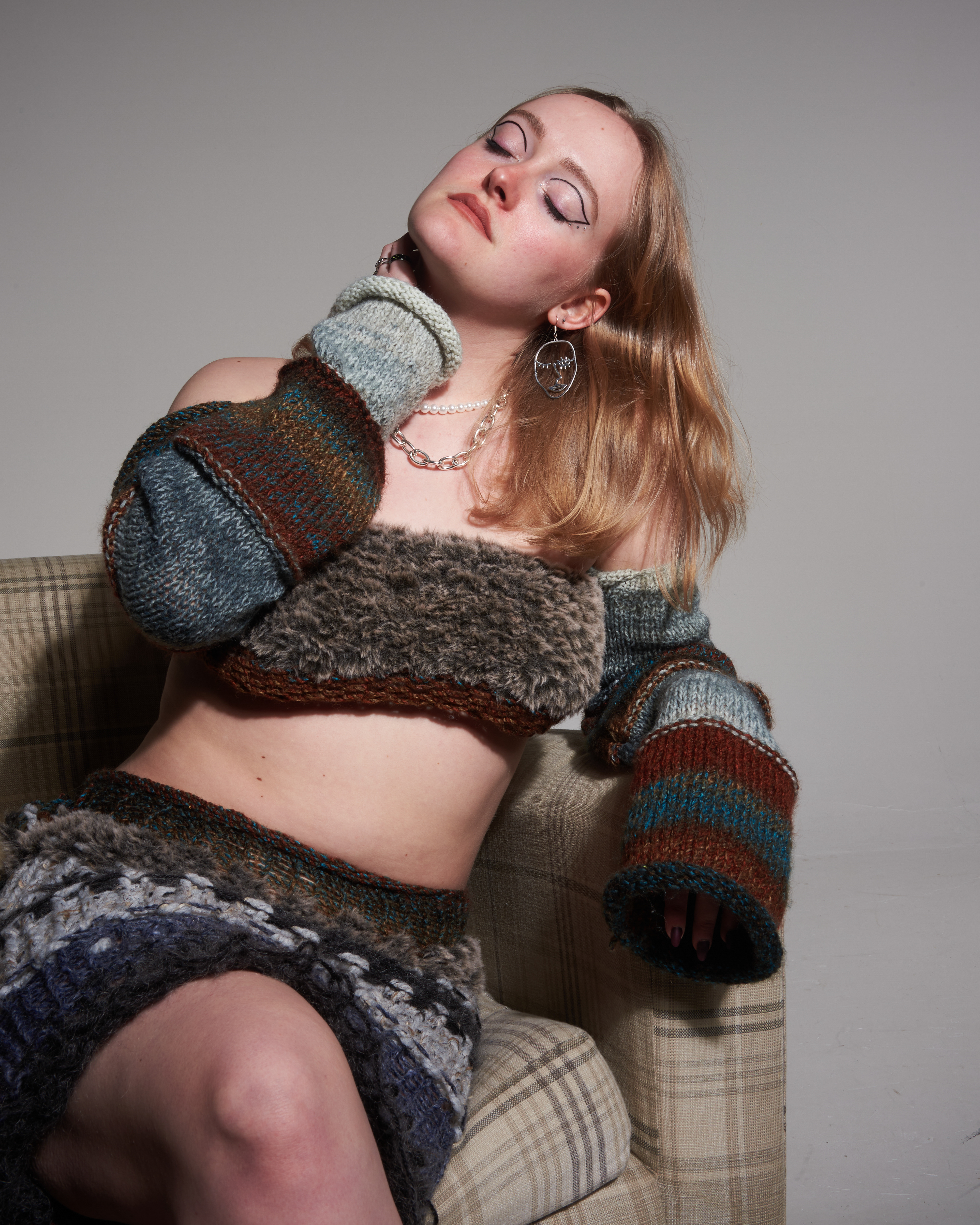 Inspired by Punk knitwear from designers such as Vivienne Westwood, Emily Evans has created a collection  with her own contemporary take on this style of fashion.