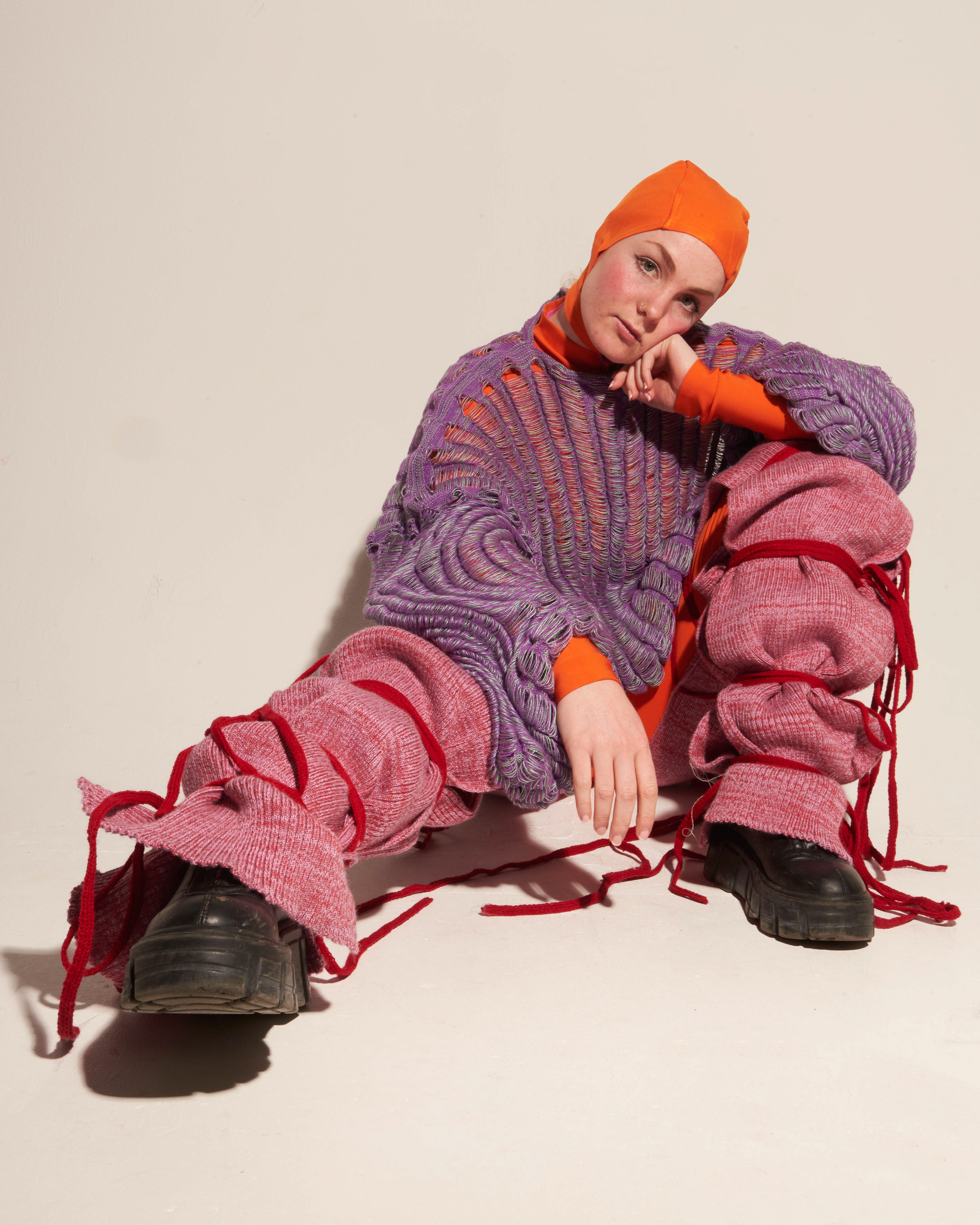 Inspired by her love for the sea, when creating these garments Saffron Allen ensured she created a collection that was as sustainable as possible. Making use of second hand and unwanted yarns.