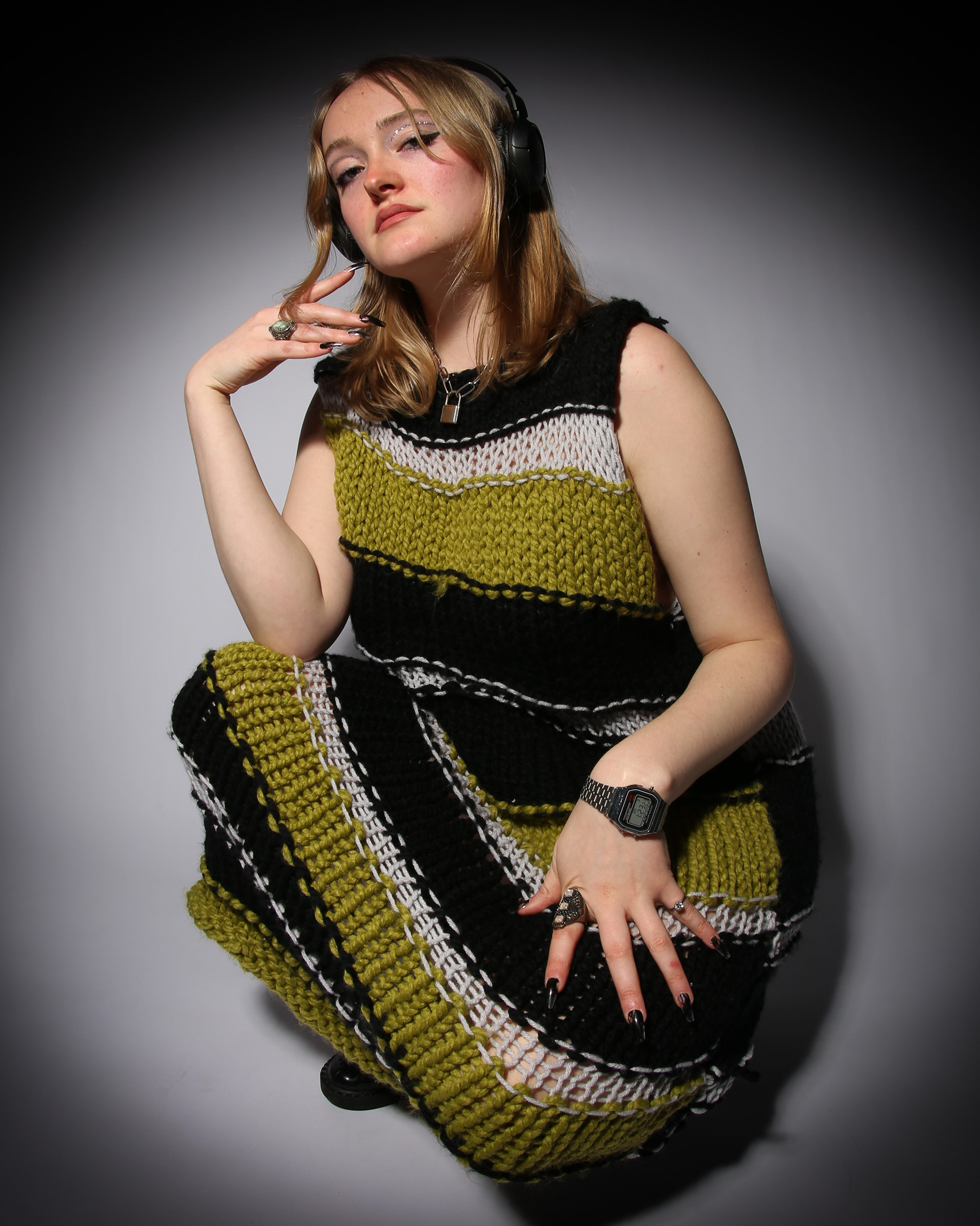 Inspired by Punk knitwear from designers such as Vivienne Westwood, Emily Evans has created a collection  with her own contemporary take on this style of fashion.