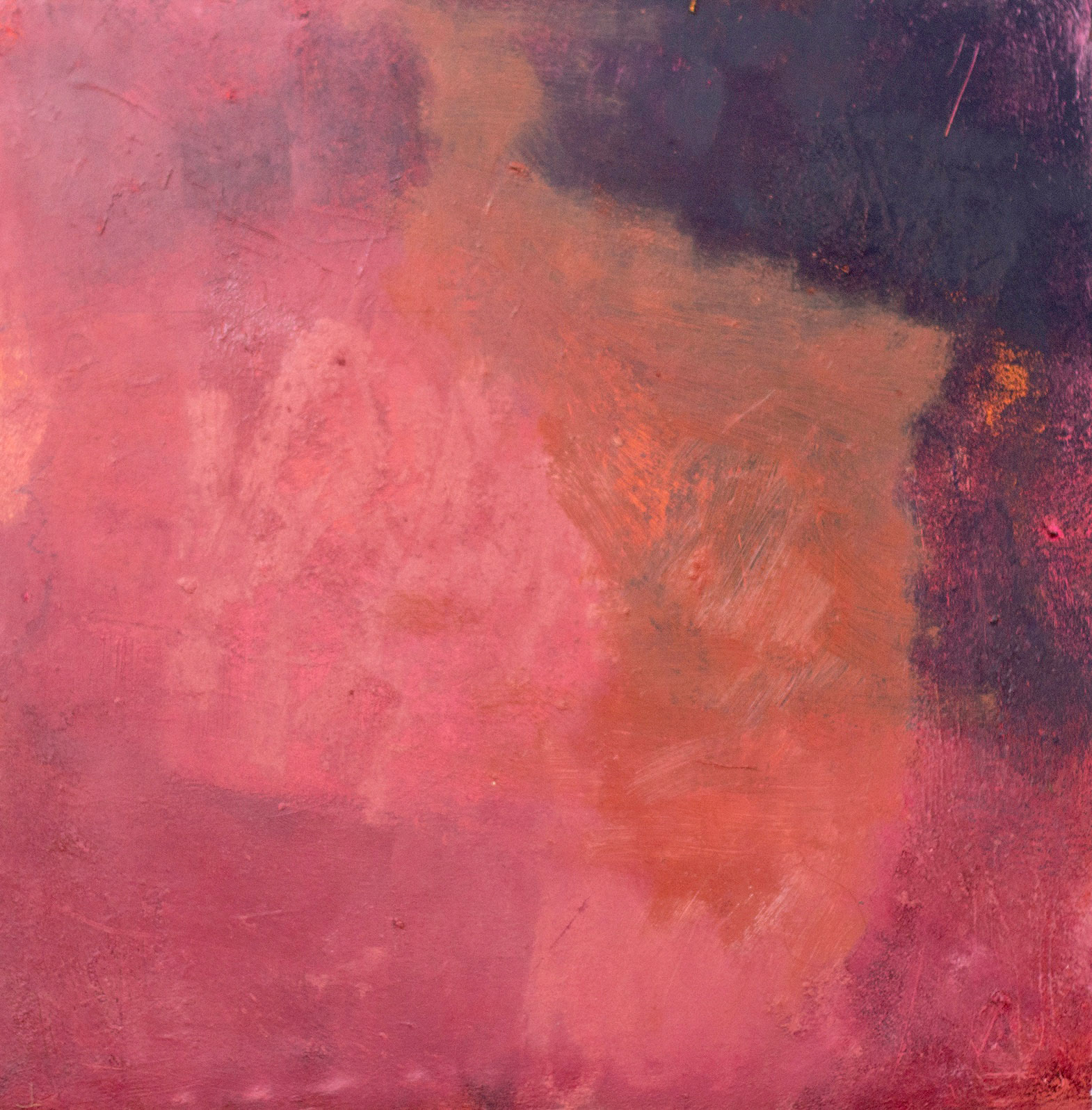 Cherry Blossom, 40x40cm, Oil, pastel, collage and wax on cradled panel