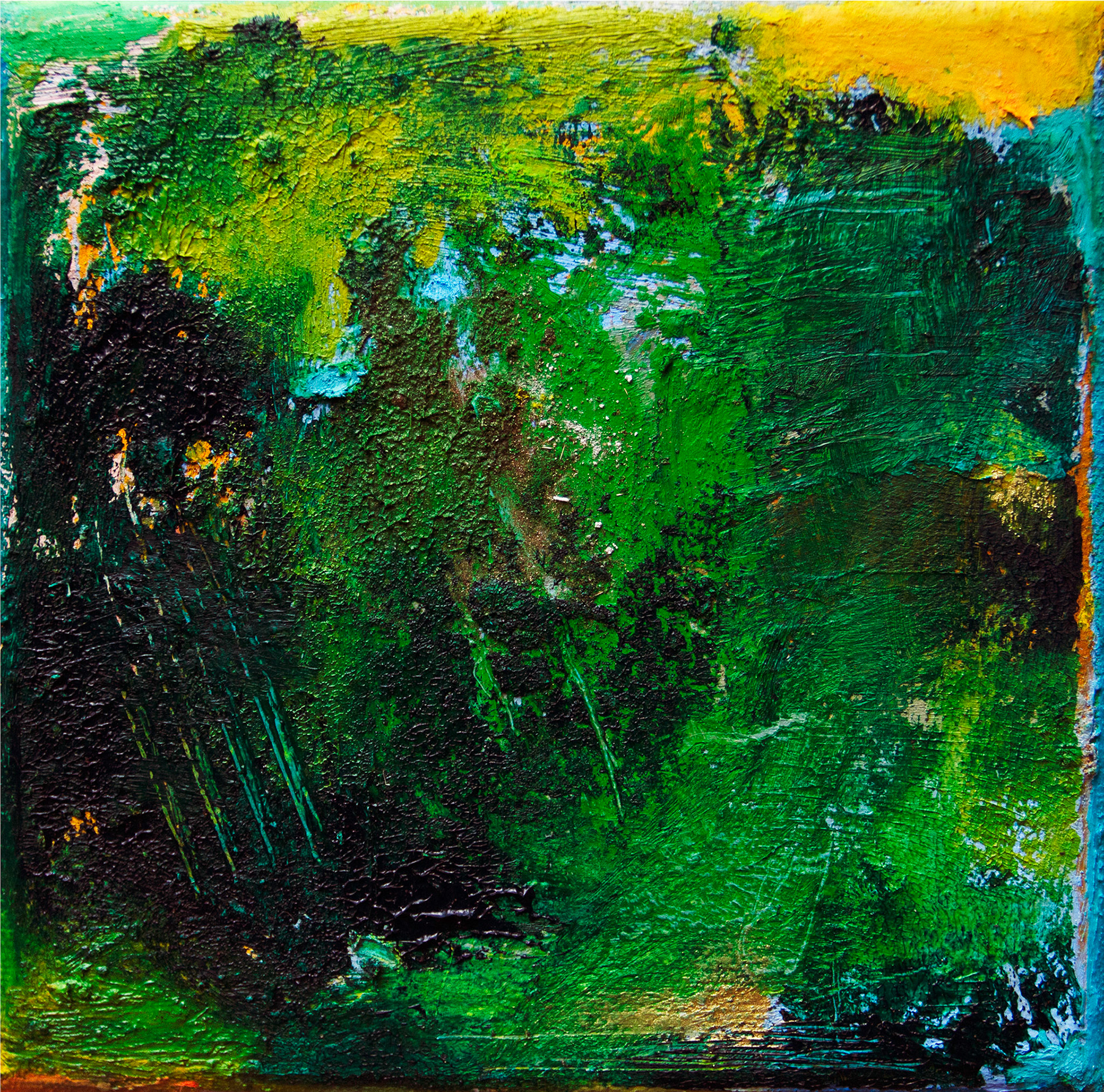 Mirorred Lakes and Streams ll, 15x15cm, Oil, Pasteland Wax