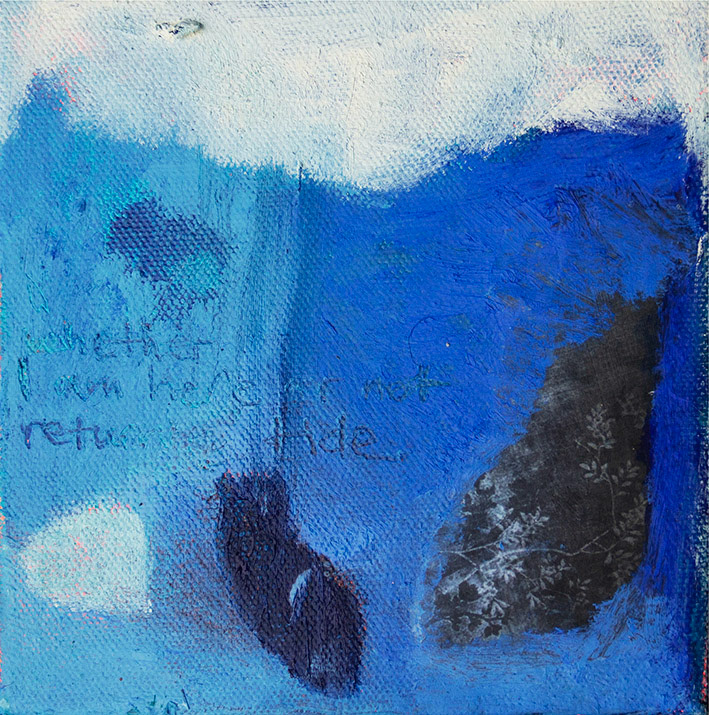 Returning Tide,15x15cm, Oil, Collage, Pastel and Wax