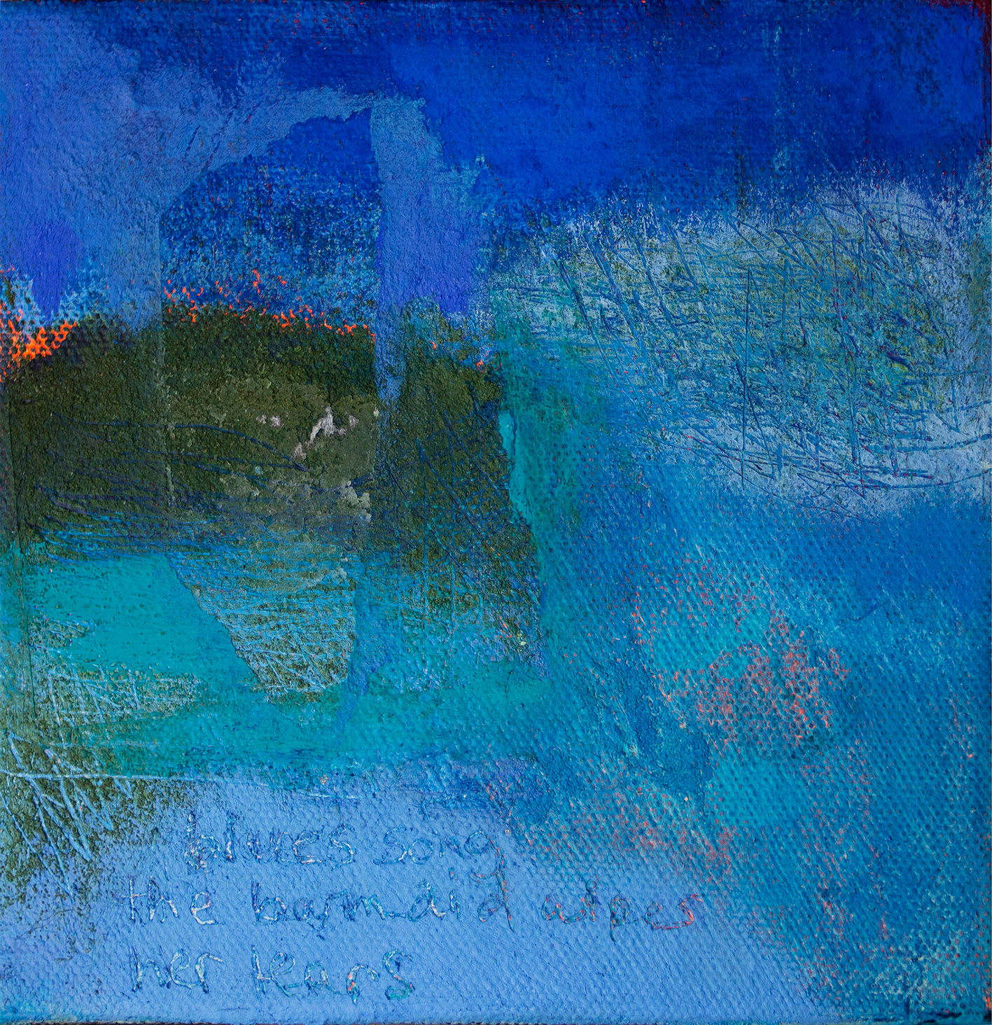 Barmaid Blues, 15x15cm, Oil, Acrylic, Pastel and Wax