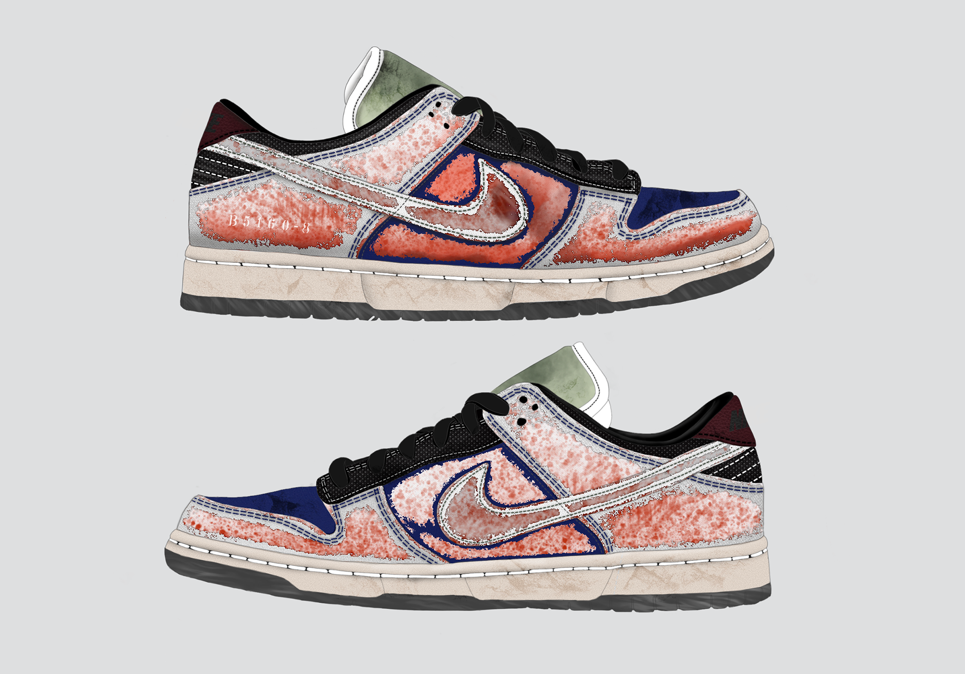 SB DUNK II L/M Distressed Visualised