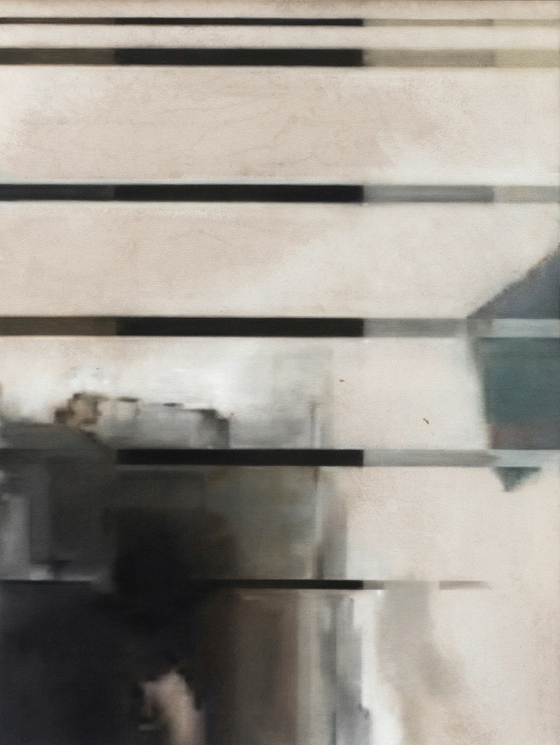Room II 2019 soft pastels on raw custom dyed canvas, 120x90 cm. Accademia di Belle Arti di Firenze. Tesi di laurea. Mixed media contemporary painting by Anzhelika Lebedeva emerging female artist based in Italy. Abstract figurative art.