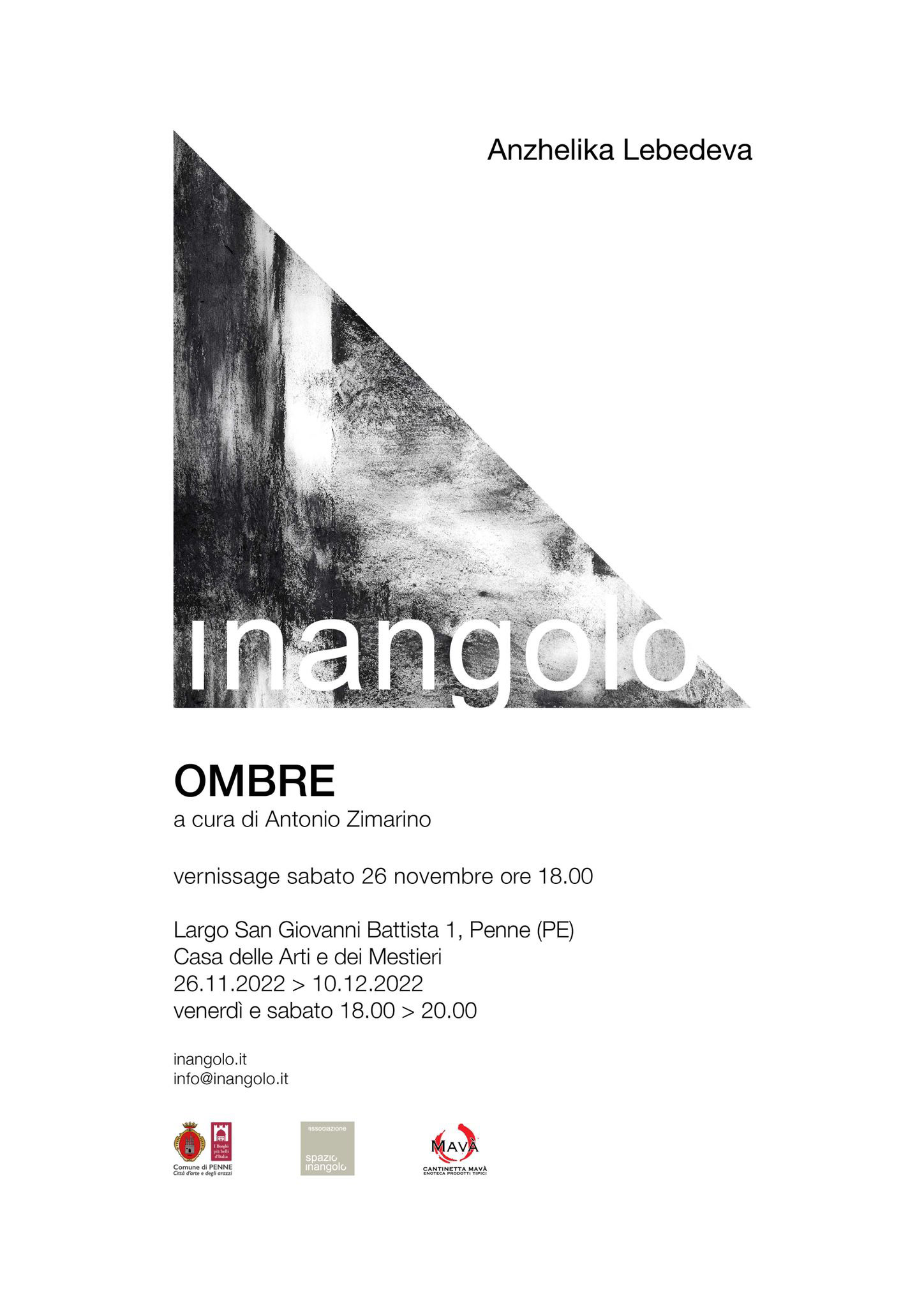 curatore Antonio Zimarino, Mostra personale di Anzhelika Lebedeva. Spazio Inangolo Penne. Arte contemporanea italiana. Mostra arte contemporanea.