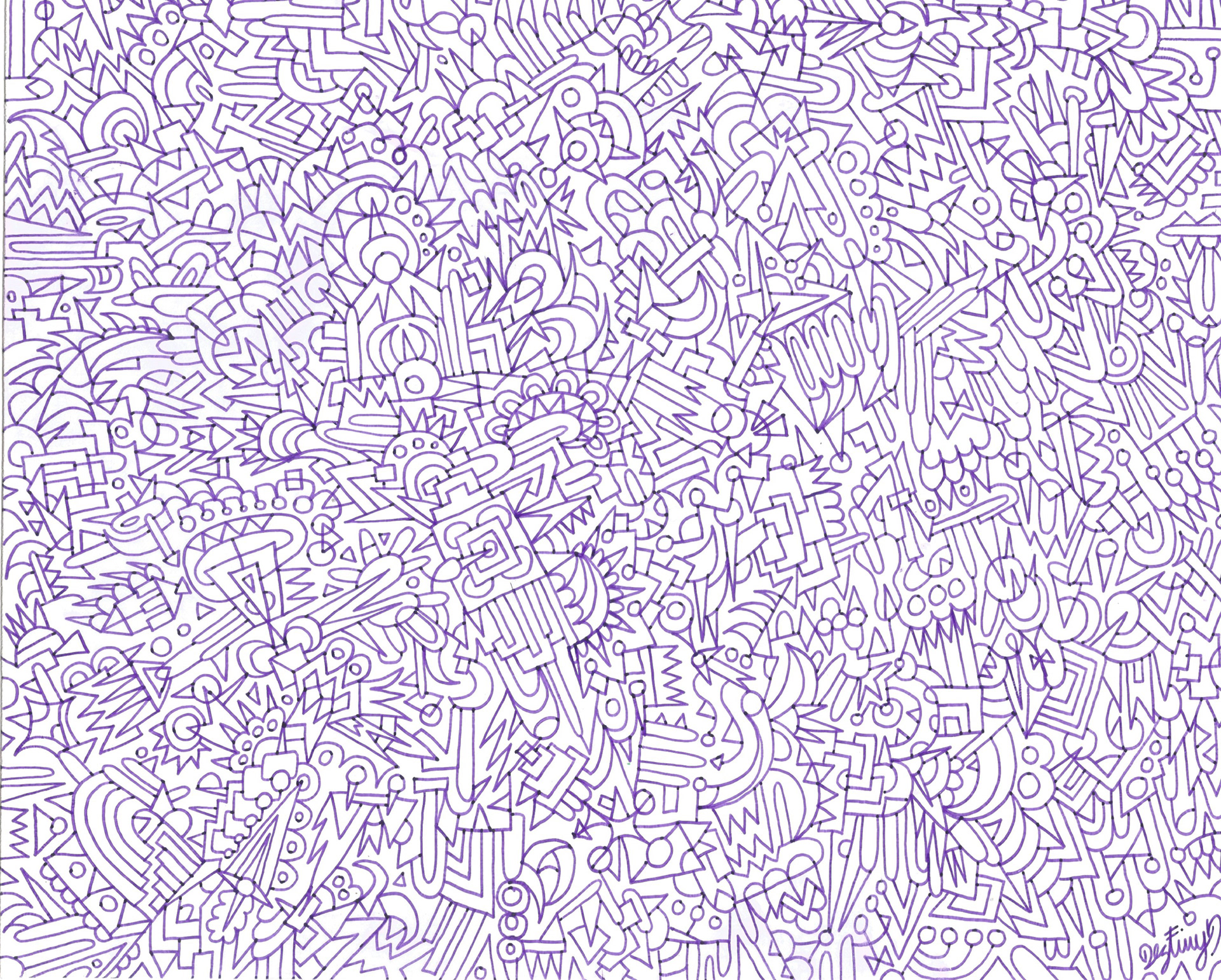 Purple Doodle 8x10"