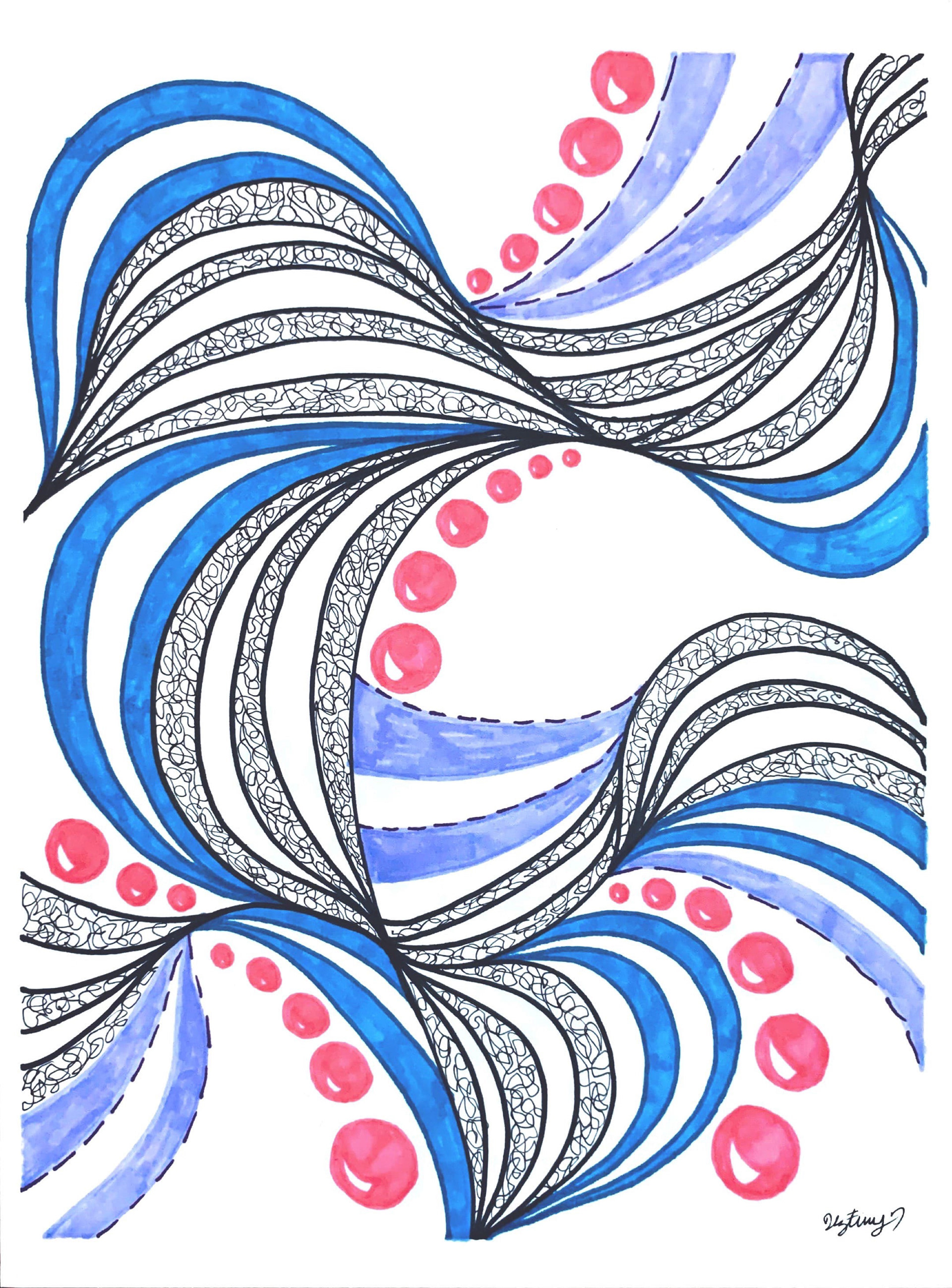 Waves & Bubbles 9x12"