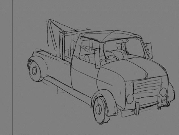 First sketch iteration (mirrored)