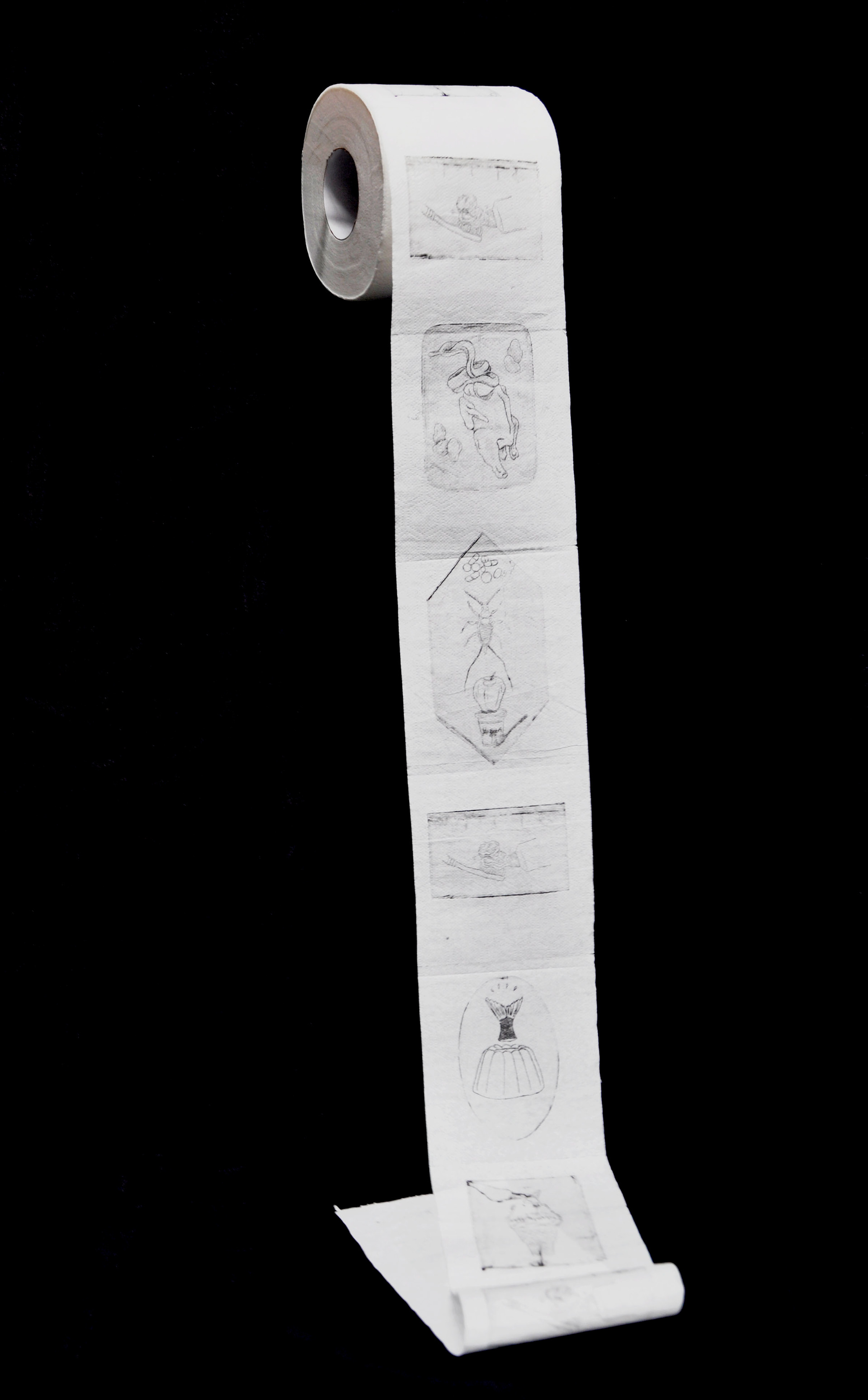 "Los Caprichos" Punta seca sobre papel higiénico, 2021.