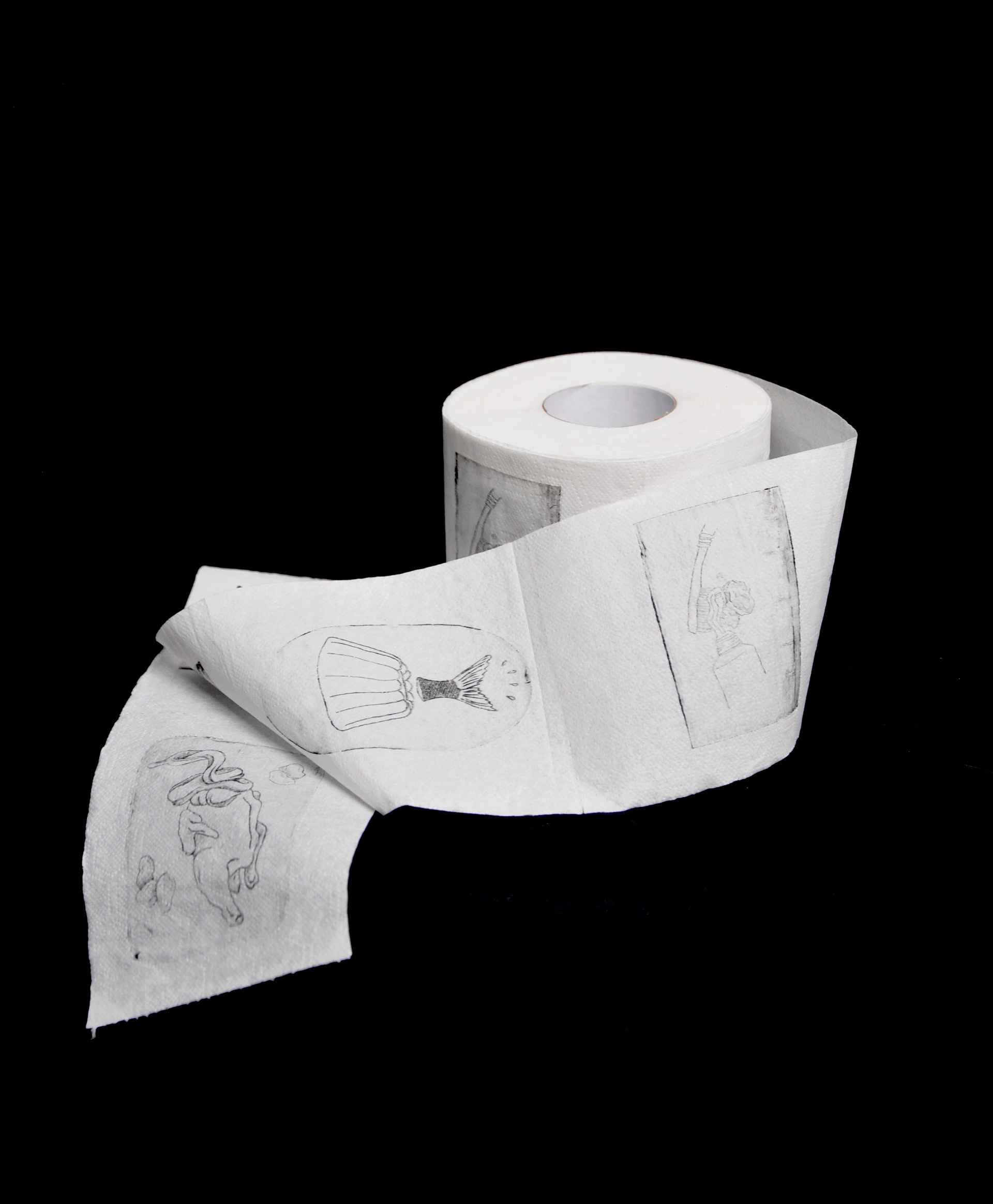 "Los Caprichos" Punta seca sobre papel higiénico, 2021.