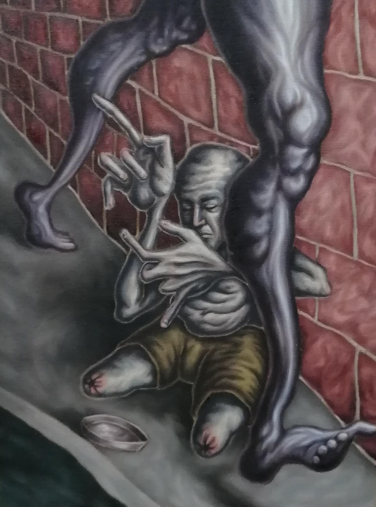 Christ steps over the cripple, oil on panel, 2019