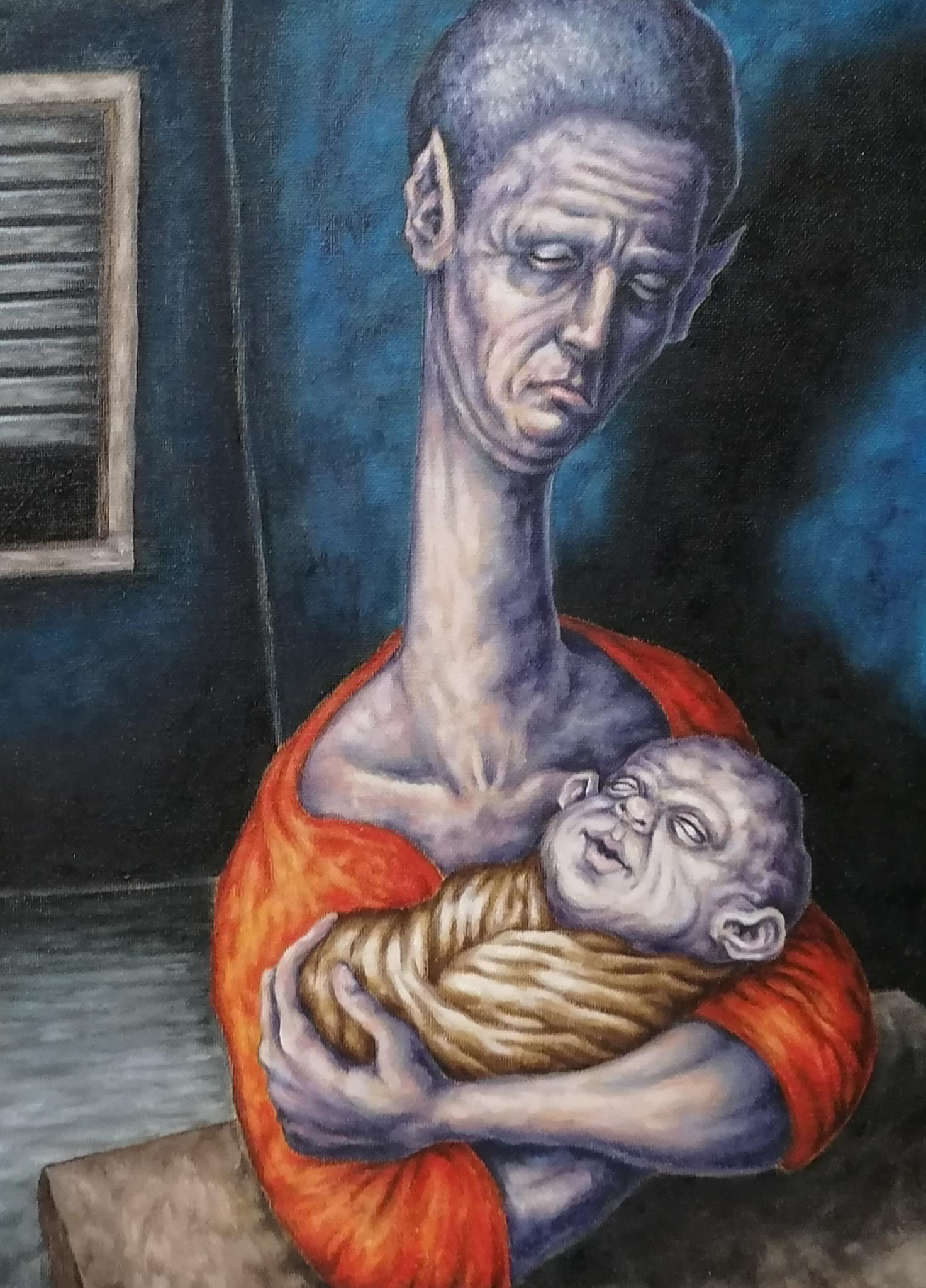 Virgin without veil, oil on panel, 2019