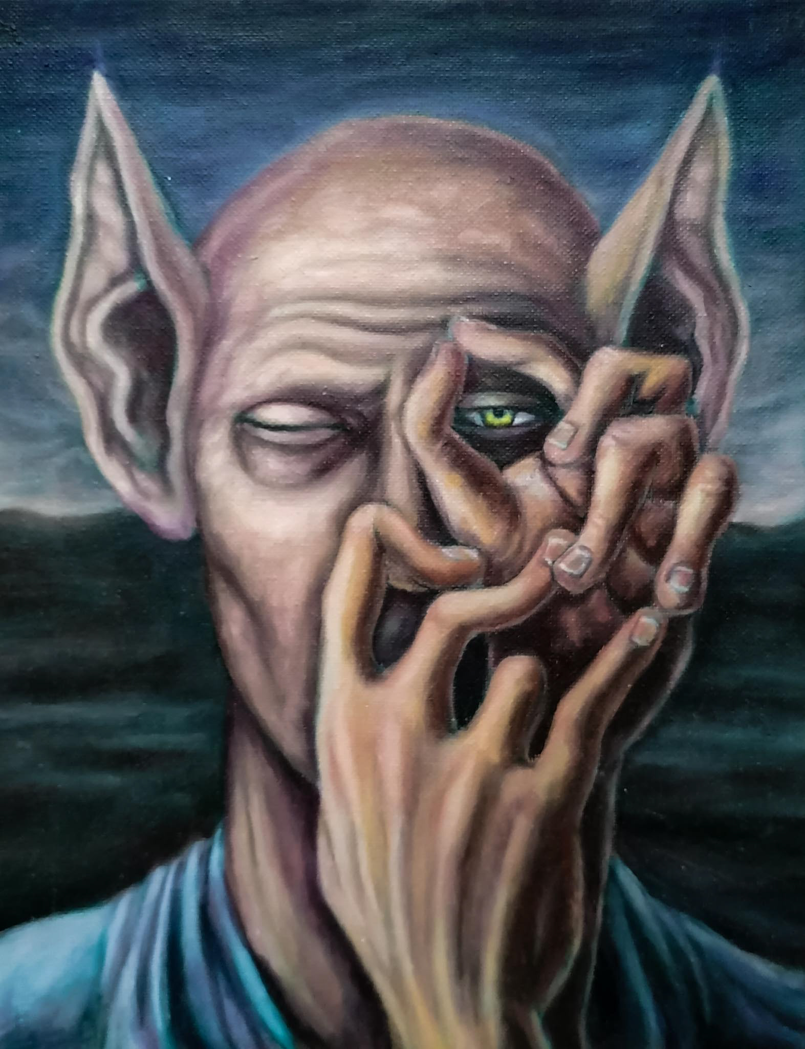 The fourth temptation of Christ, oil on panel, 2019