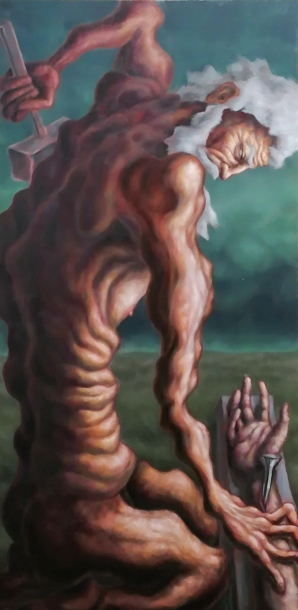 Joseph the nailer, oil on canvas, 2024