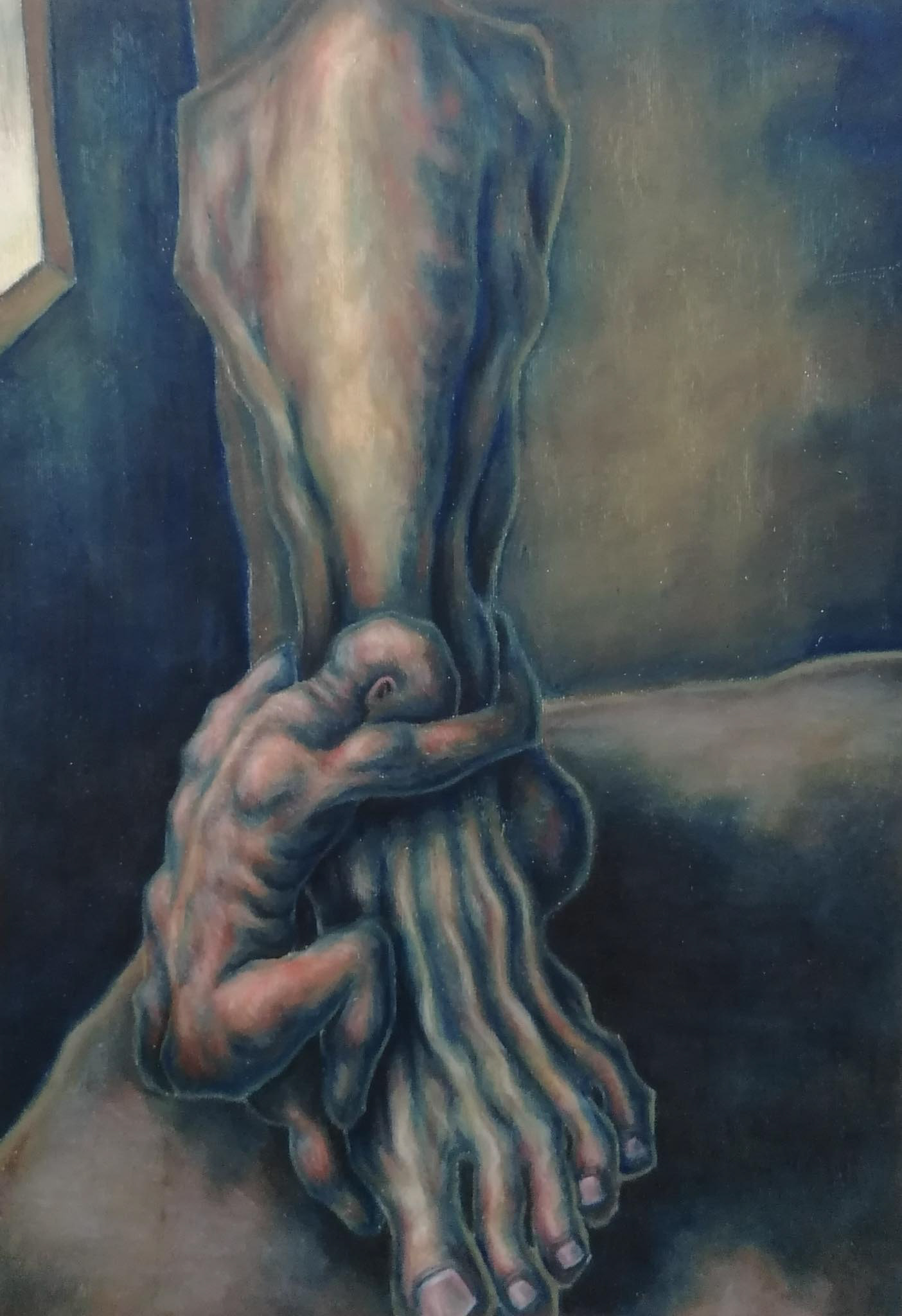 Washing of the feet, pastel on paper, 2019